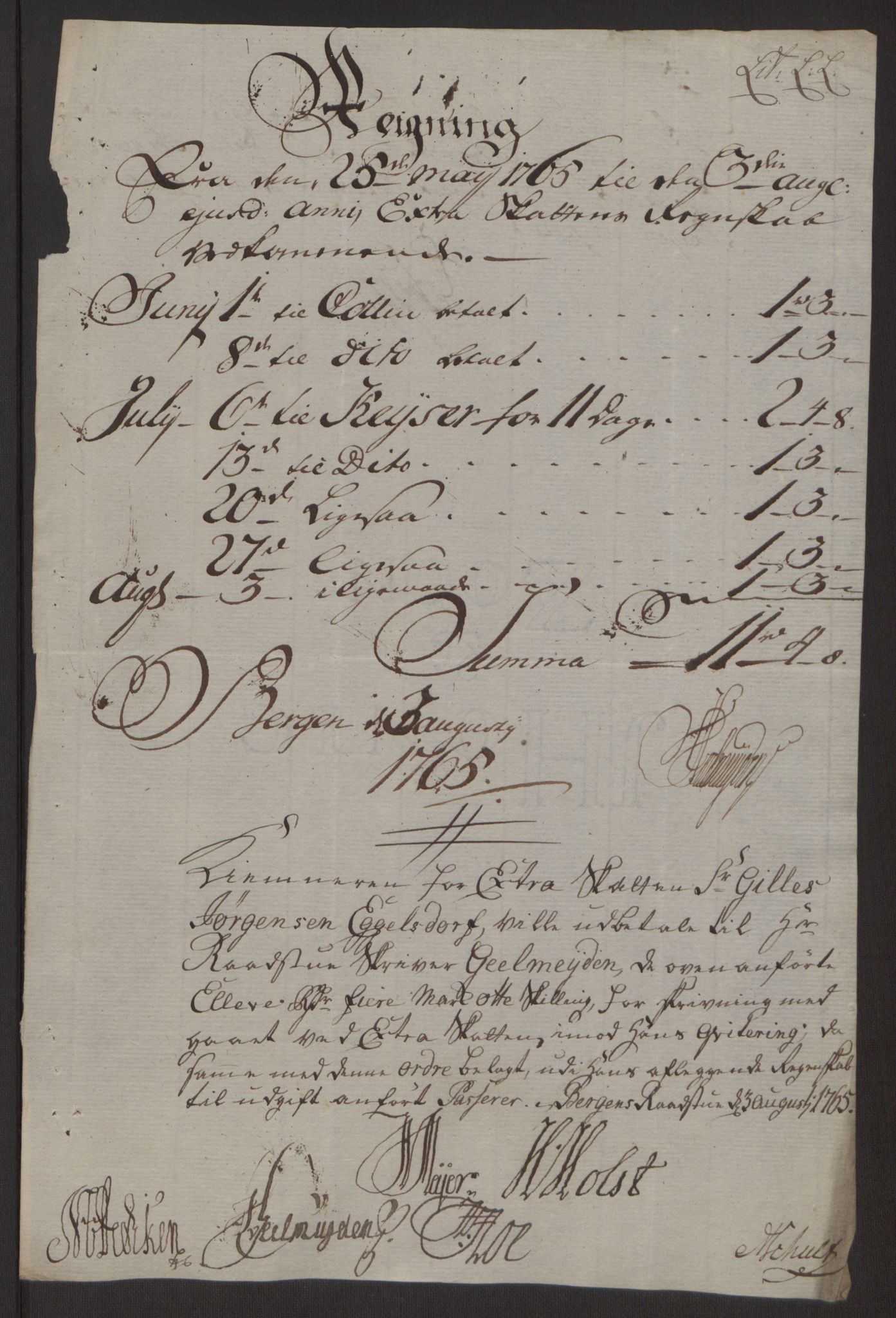 Rentekammeret inntil 1814, Reviderte regnskaper, Byregnskaper, AV/RA-EA-4066/R/Rp/L0368/0001: [P21] Kontribusjonsregnskap / Ekstraskatt, 1764, p. 64