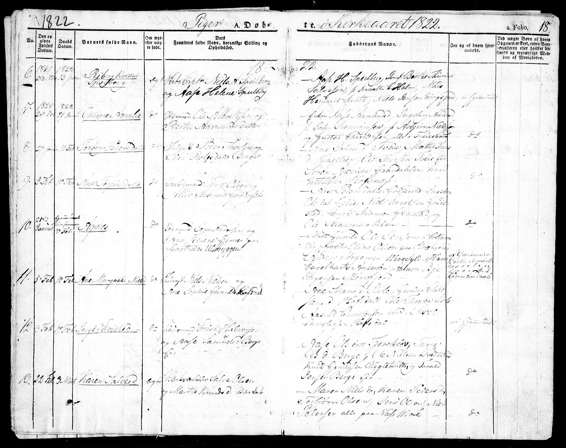 Holt sokneprestkontor, AV/SAK-1111-0021/F/Fa/L0006: Parish register (official) no. A 6, 1820-1835, p. 18