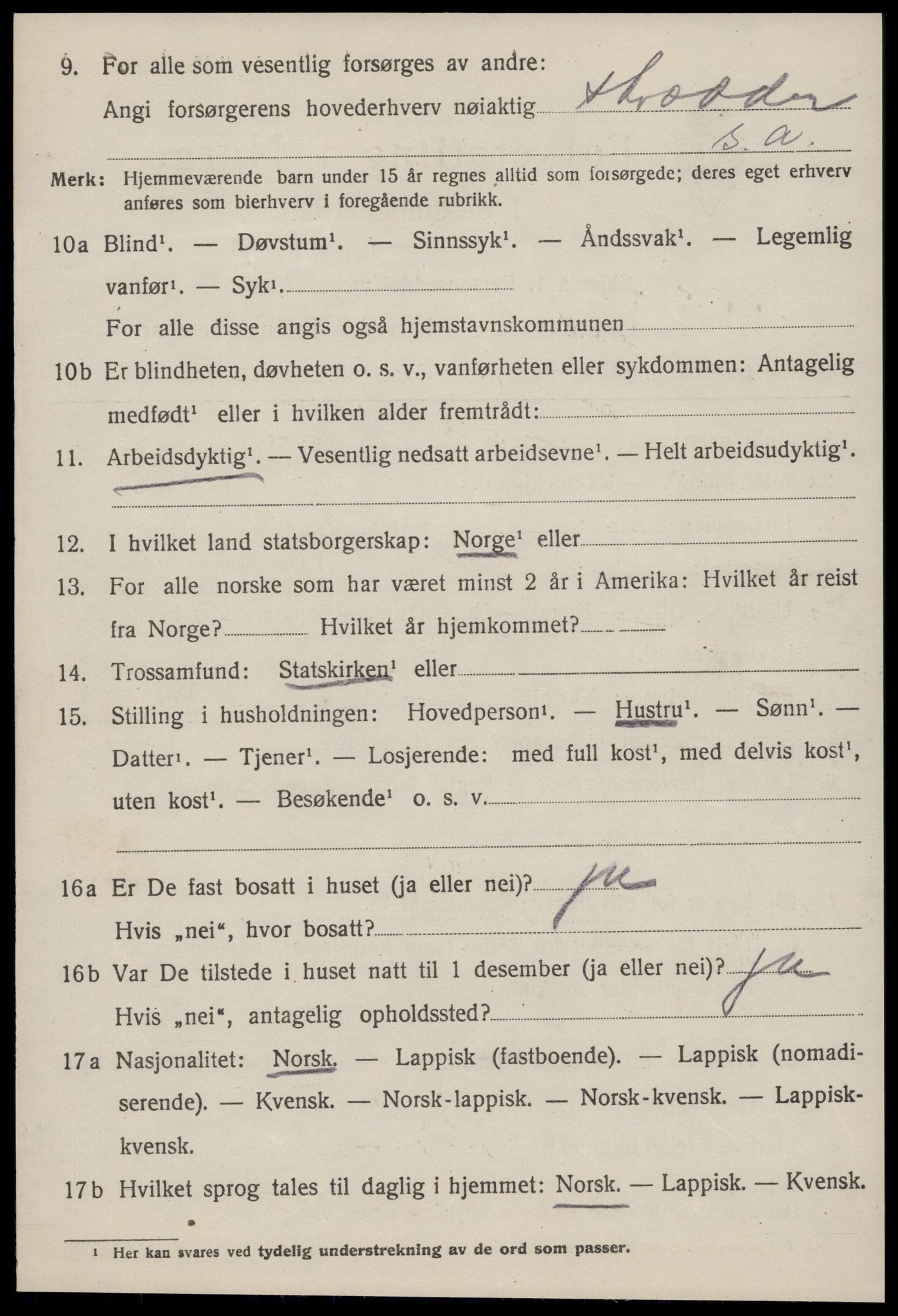 SAT, 1920 census for Stadsbygd, 1920, p. 1243