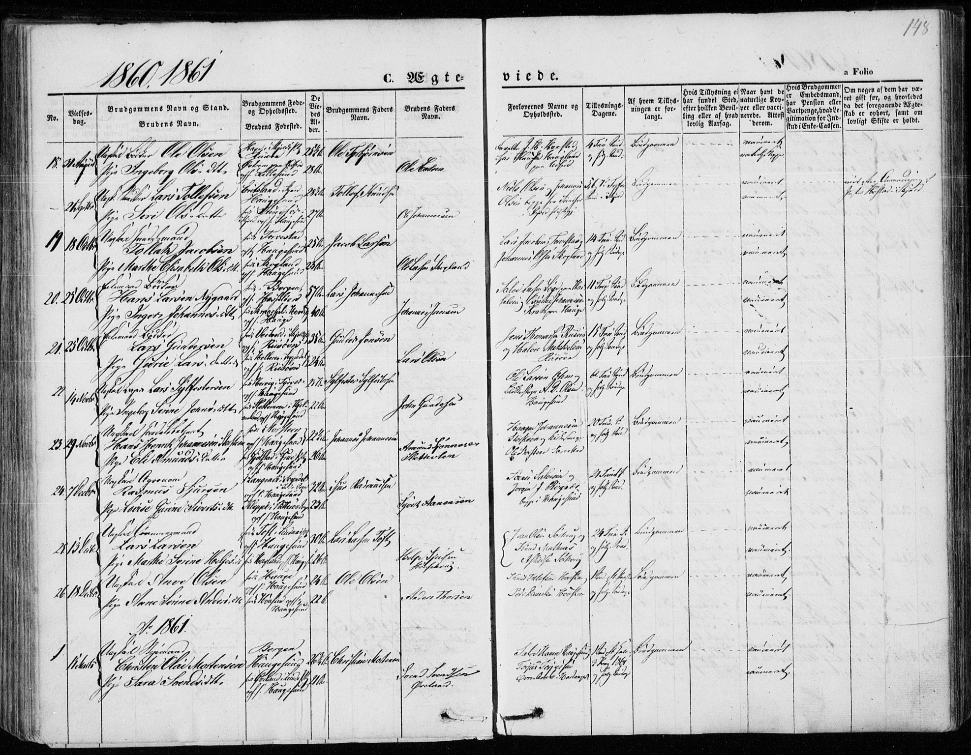 Torvastad sokneprestkontor, AV/SAST-A -101857/H/Ha/Haa/L0011: Parish register (official) no. A 11, 1857-1866, p. 148