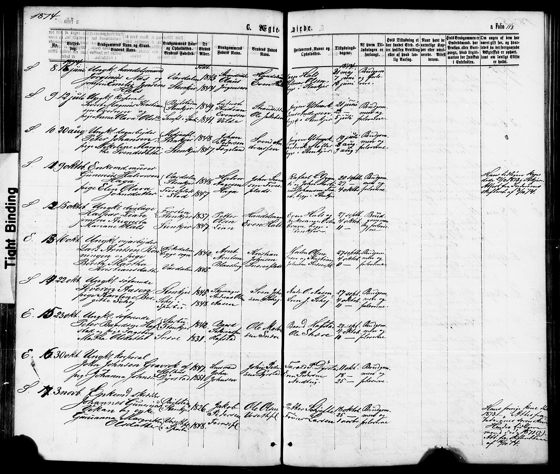 Ministerialprotokoller, klokkerbøker og fødselsregistre - Nord-Trøndelag, AV/SAT-A-1458/739/L0370: Parish register (official) no. 739A02, 1868-1881, p. 118