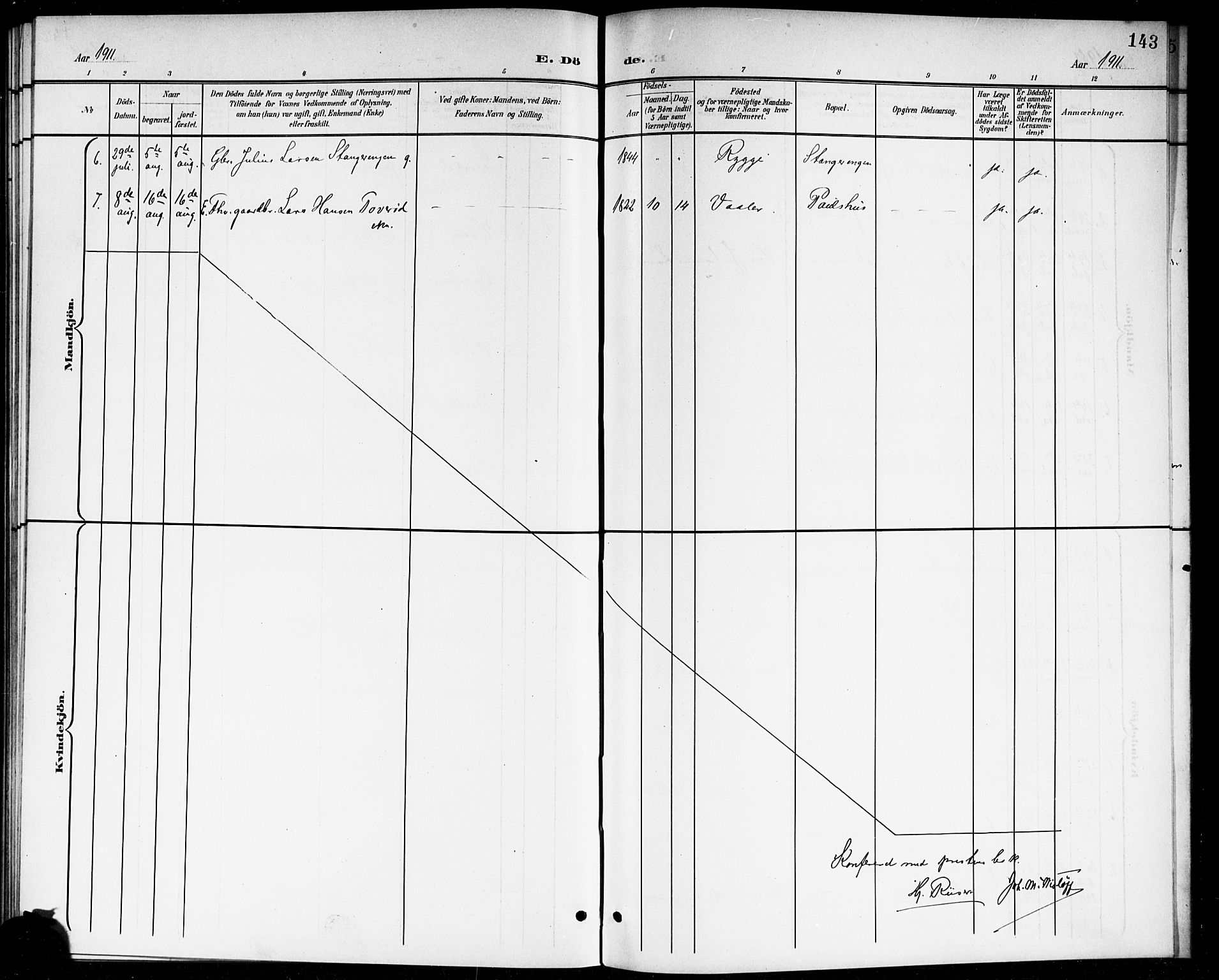 Våler prestekontor Kirkebøker, AV/SAO-A-11083/G/Ga/L0004: Parish register (copy) no. I 4, 1901-1914, p. 143