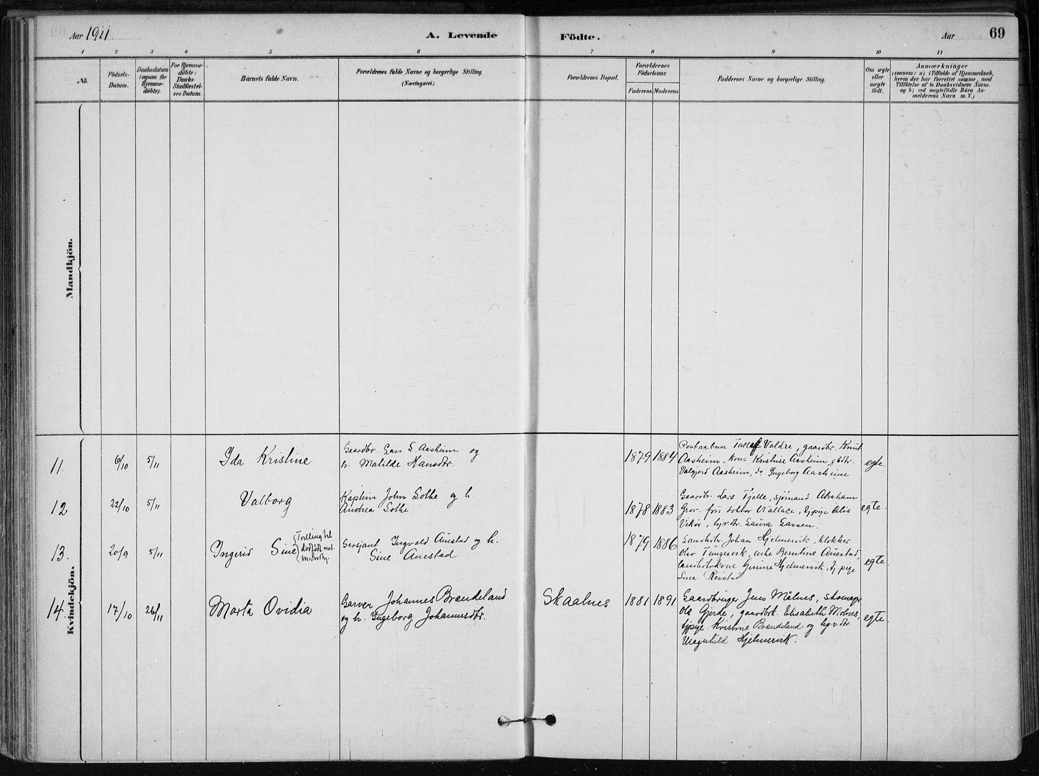 Skånevik sokneprestembete, SAB/A-77801/H/Haa: Parish register (official) no. B 1, 1879-1914, p. 69