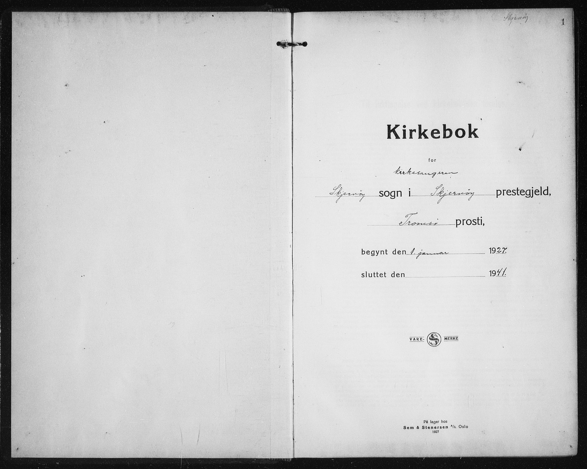 Skjervøy sokneprestkontor, AV/SATØ-S-1300/H/Ha/Hab/L0010klokker: Parish register (copy) no. 10, 1927-1941, p. 1