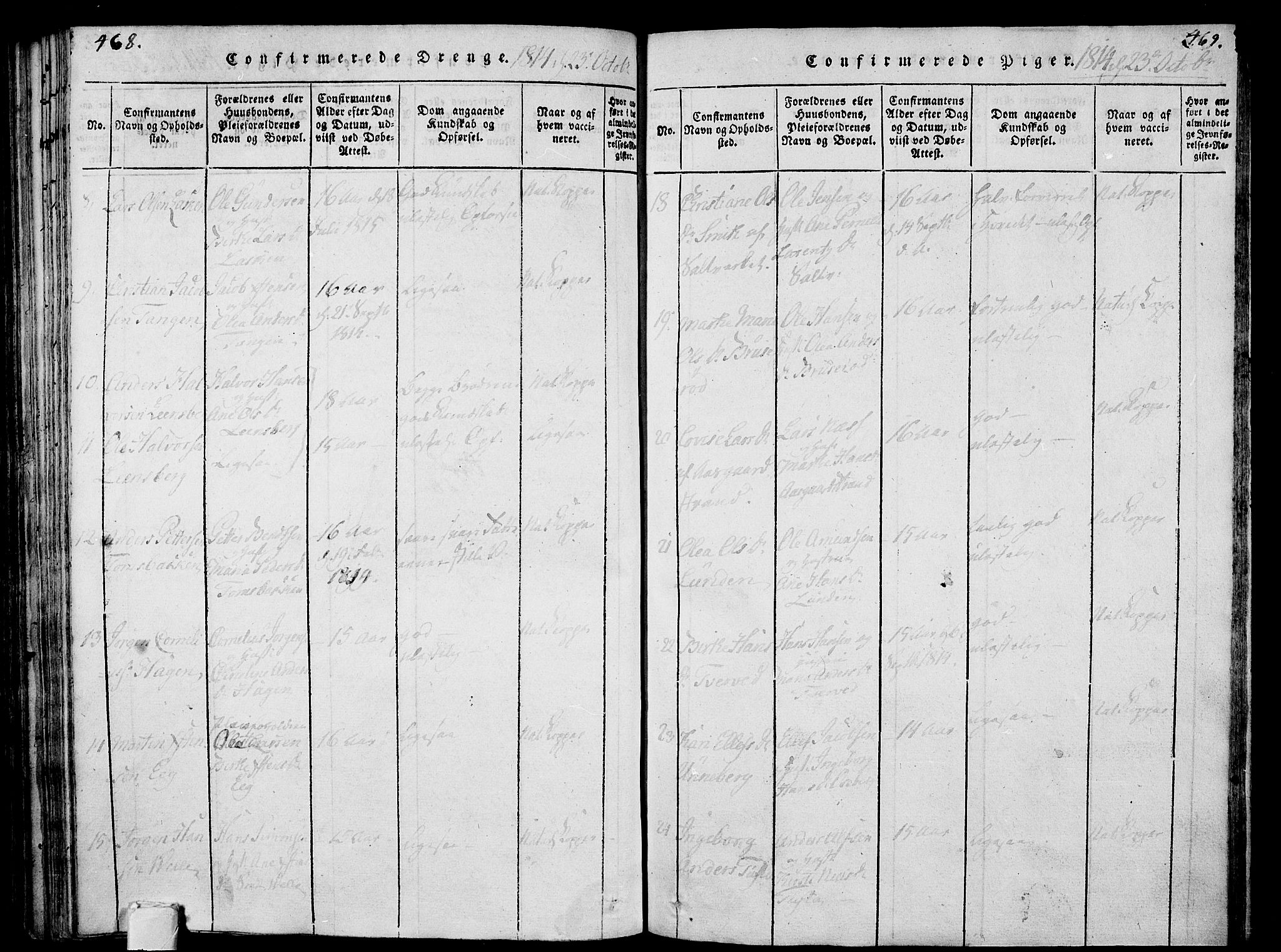 Sem kirkebøker, AV/SAKO-A-5/F/Fa/L0004: Parish register (official) no. I 4, 1814-1825, p. 468-469