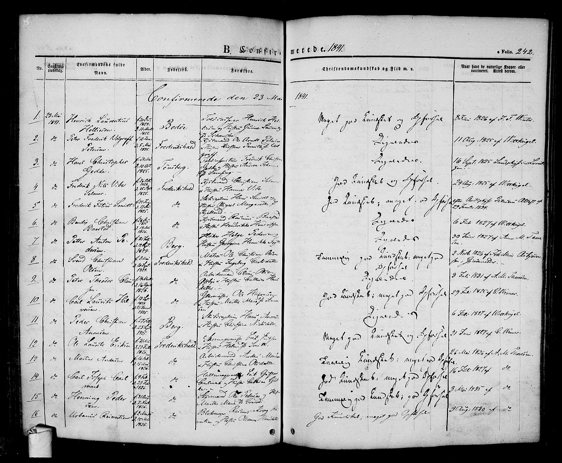 Halden prestekontor Kirkebøker, AV/SAO-A-10909/F/Fa/L0005: Parish register (official) no. I 5, 1834-1845, p. 242