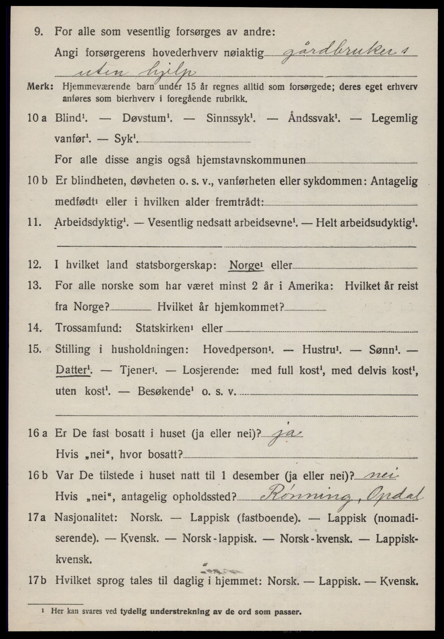 SAT, 1920 census for Oppdal, 1920, p. 2402