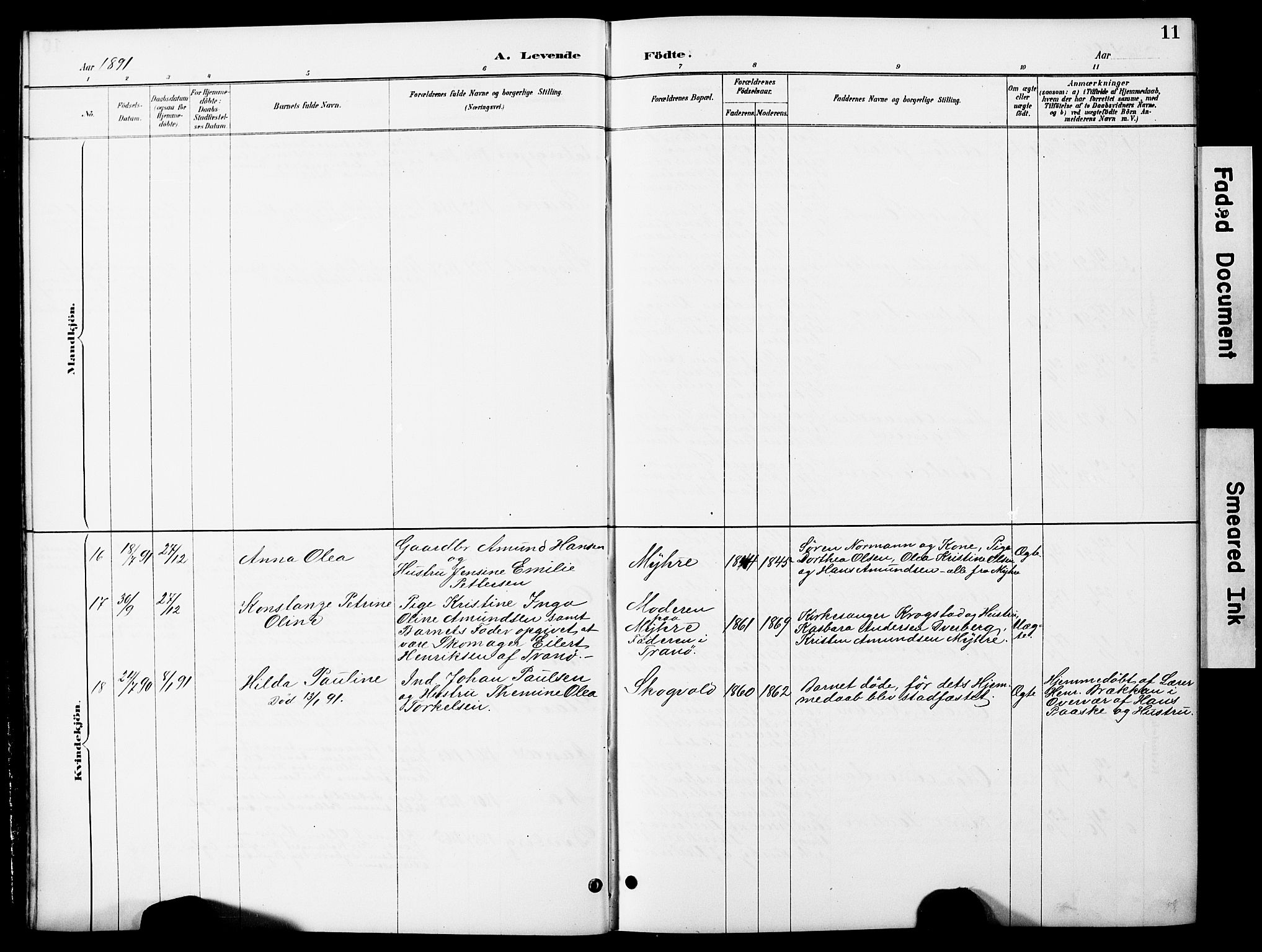 Ministerialprotokoller, klokkerbøker og fødselsregistre - Nordland, AV/SAT-A-1459/897/L1413: Parish register (copy) no. 897C03, 1887-1903, p. 11