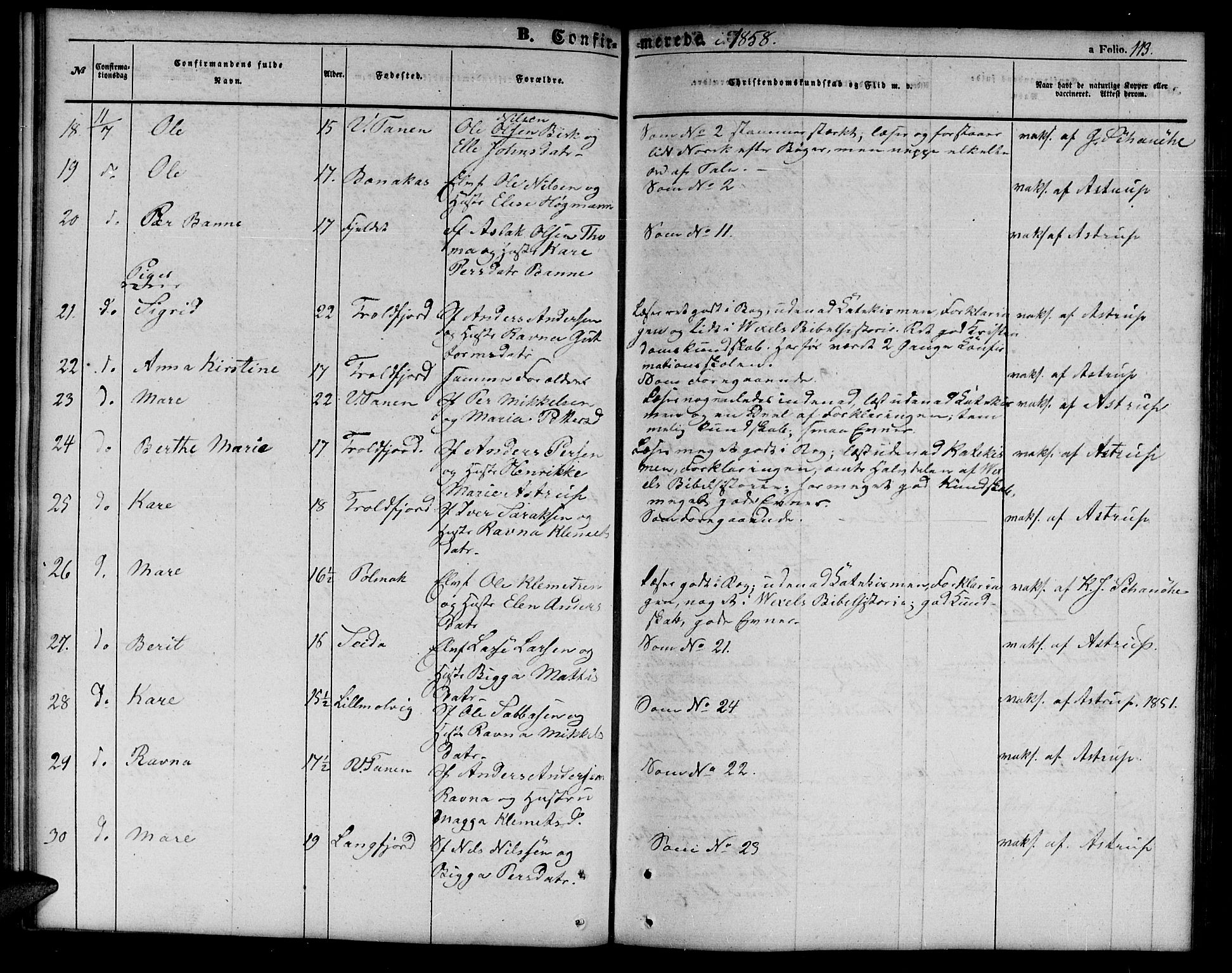 Tana sokneprestkontor, SATØ/S-1334/H/Hb/L0001klokker: Parish register (copy) no. 1 /1, 1853-1867, p. 113
