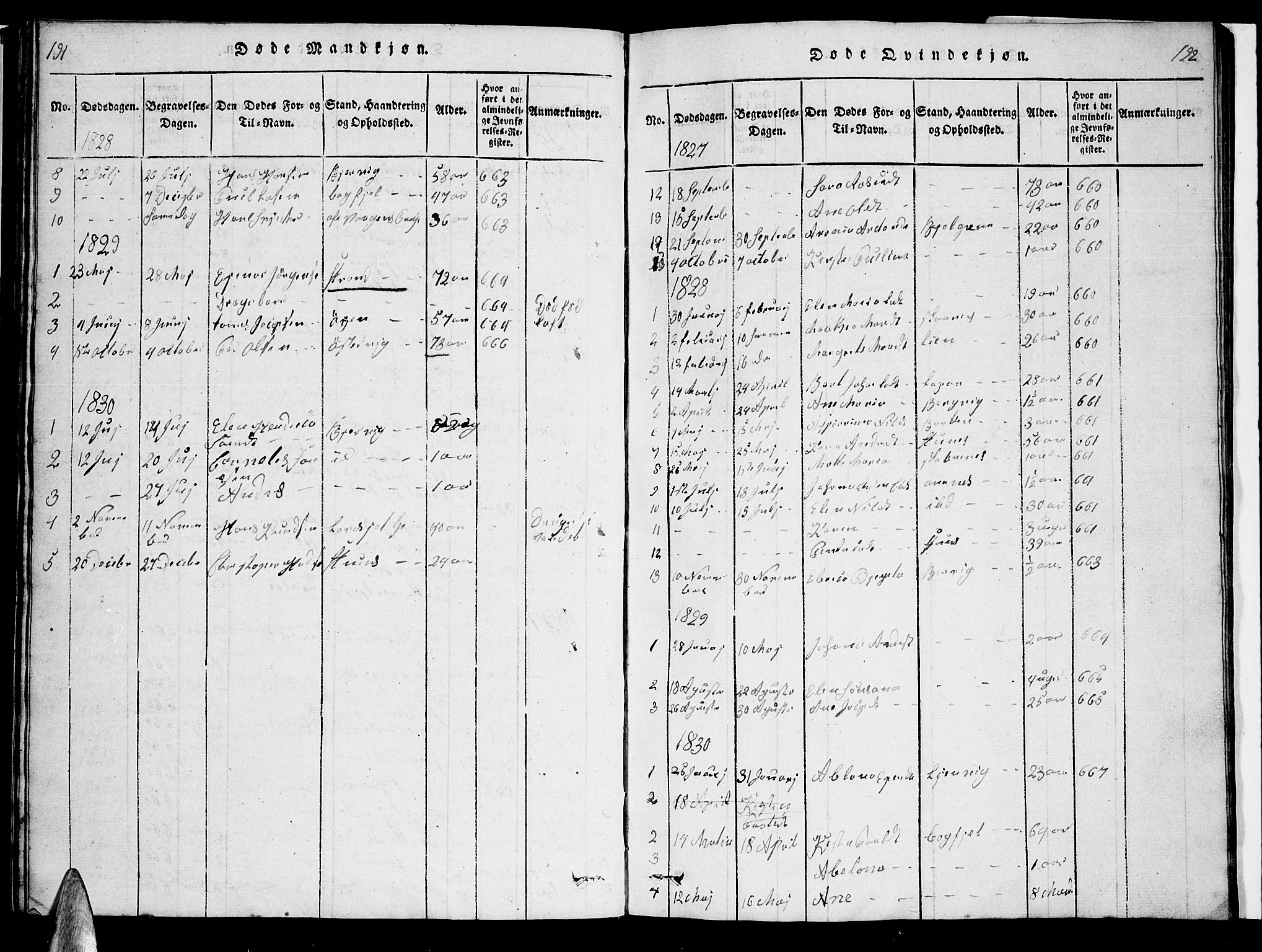 Ministerialprotokoller, klokkerbøker og fødselsregistre - Nordland, AV/SAT-A-1459/863/L0911: Parish register (copy) no. 863C01, 1821-1858, p. 191-192