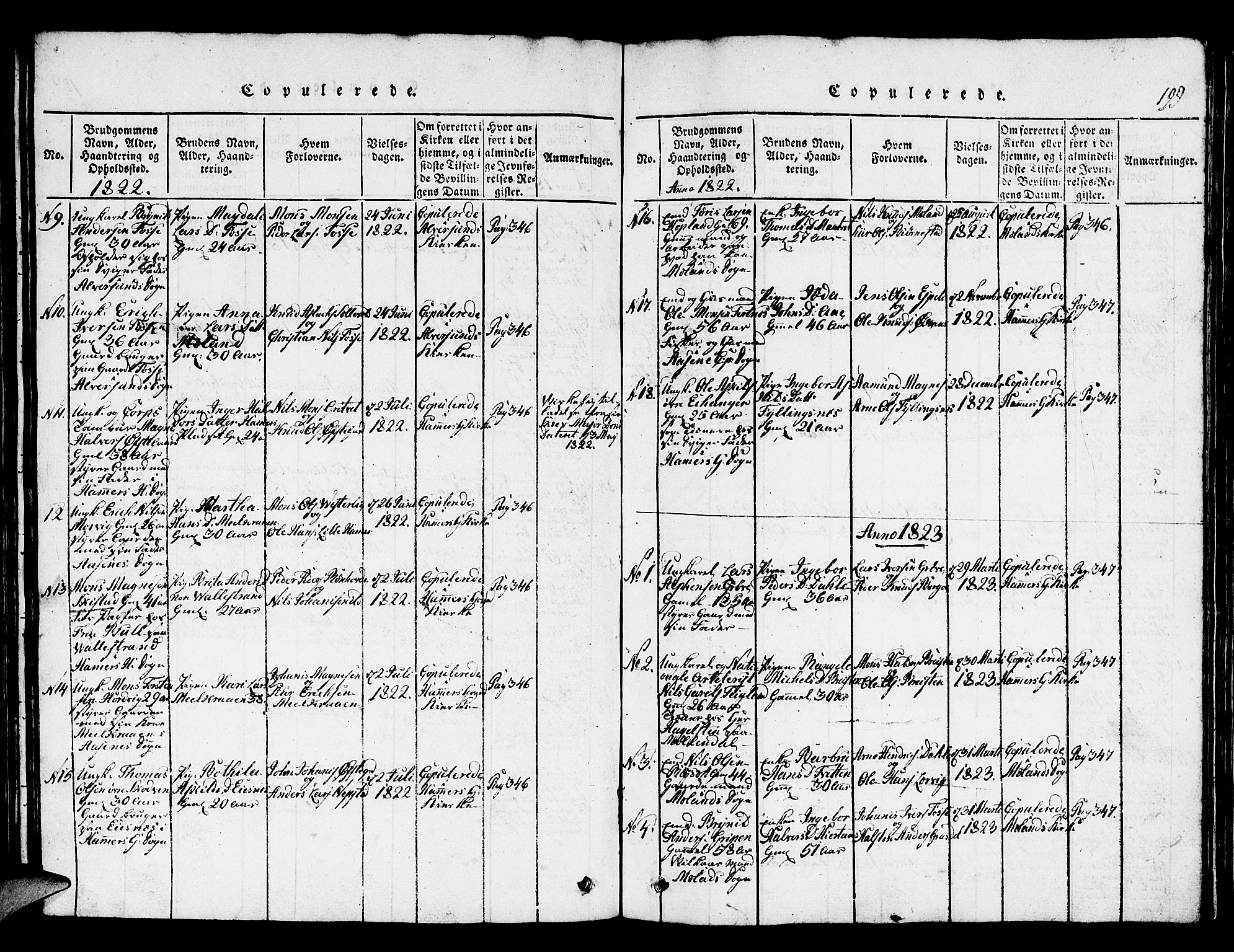 Hamre sokneprestembete, SAB/A-75501/H/Ha/Hab: Parish register (copy) no. A 1, 1816-1826, p. 199