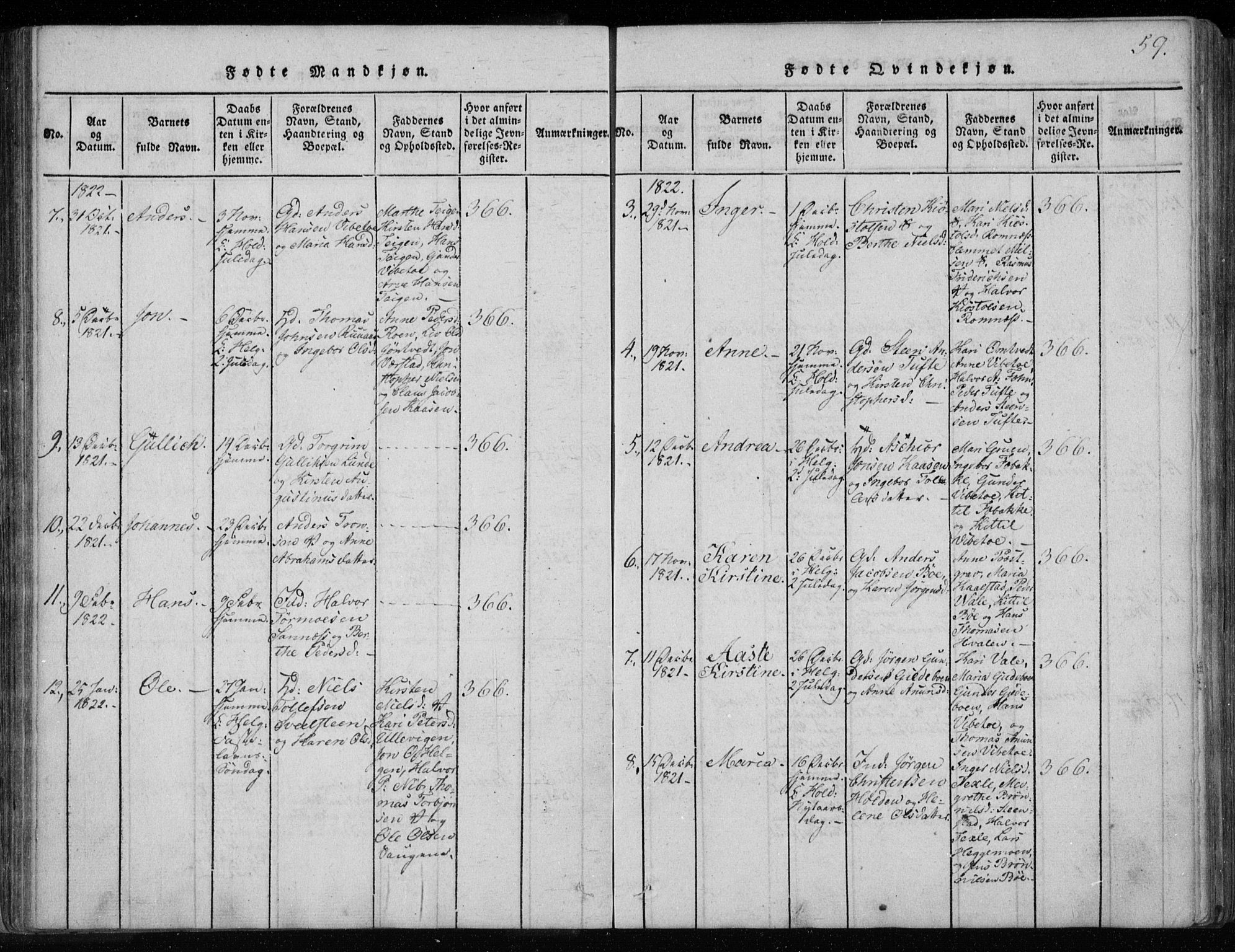 Holla kirkebøker, SAKO/A-272/F/Fa/L0003: Parish register (official) no. 3, 1815-1830, p. 59