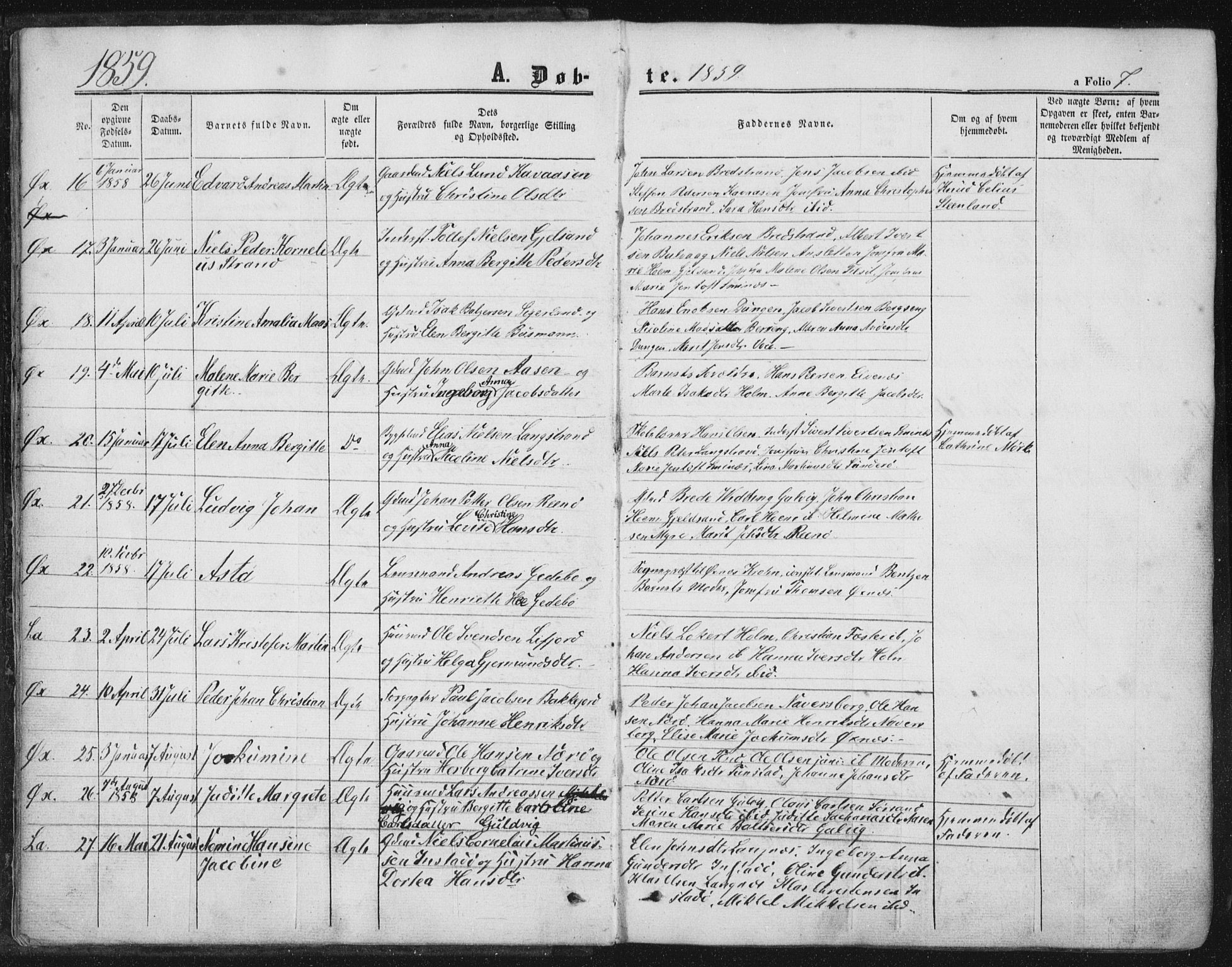 Ministerialprotokoller, klokkerbøker og fødselsregistre - Nordland, AV/SAT-A-1459/893/L1333: Parish register (official) no. 893A06, 1858-1866, p. 7