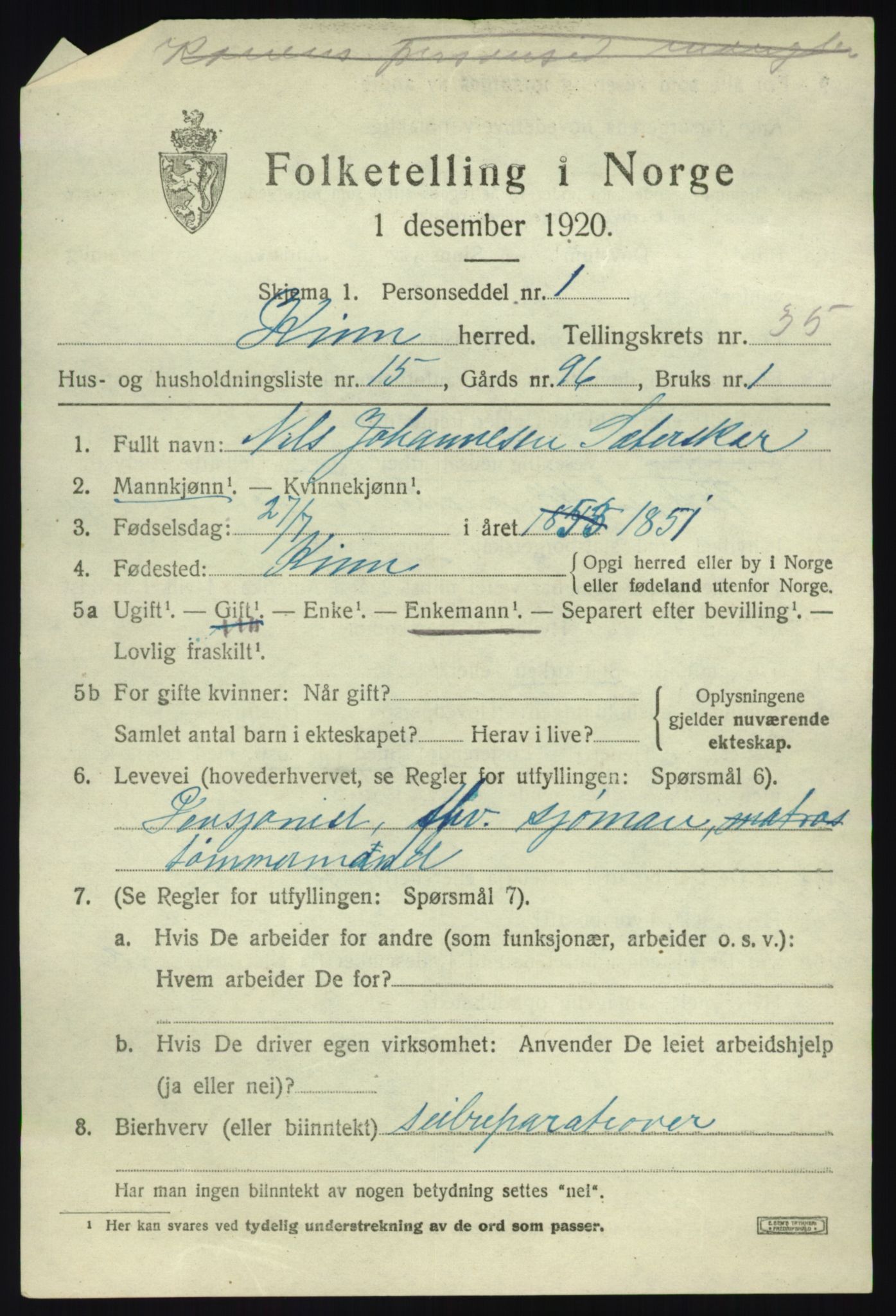 SAB, 1920 census for Kinn, 1920, p. 11741