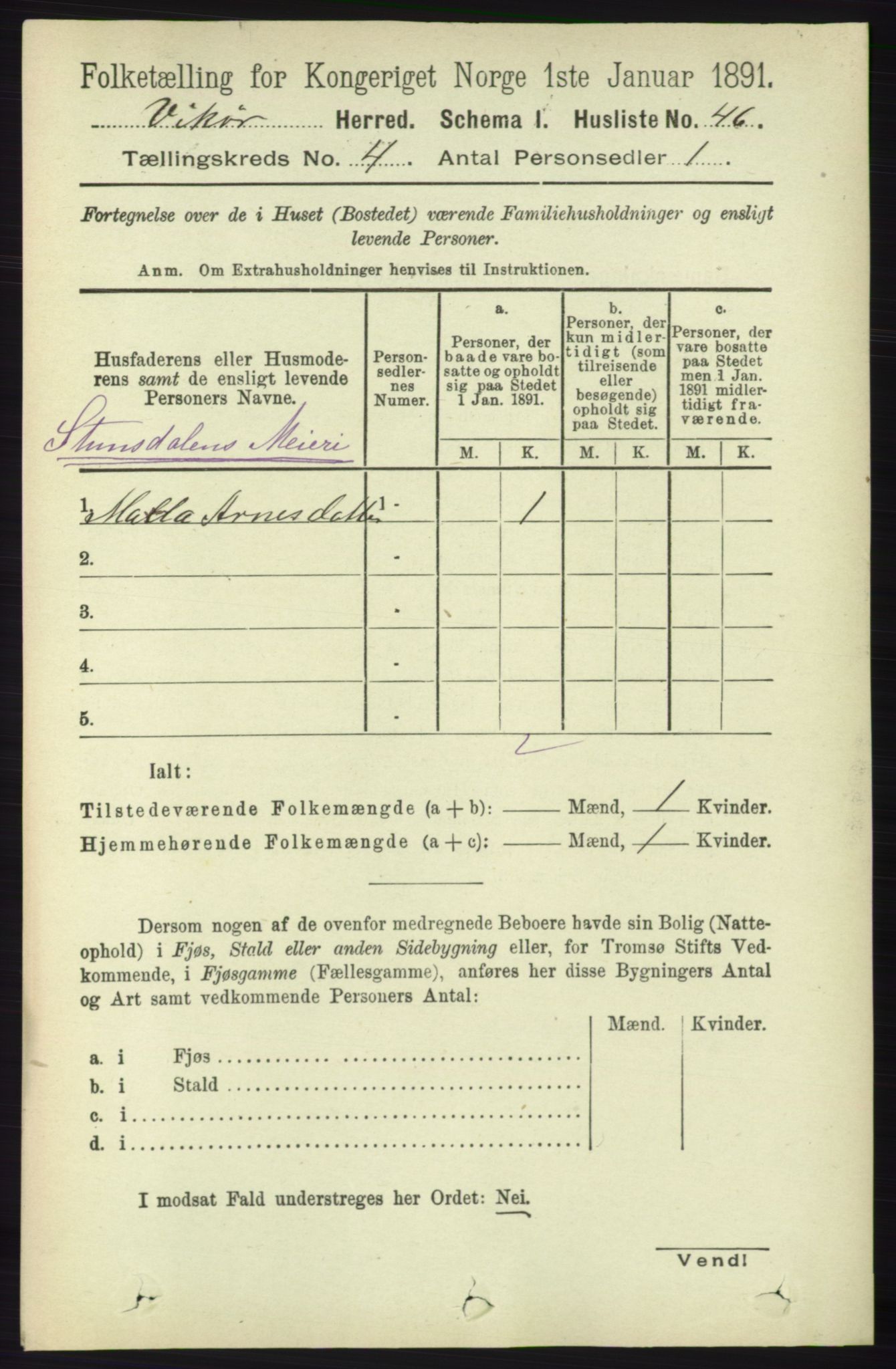 RA, 1891 census for 1238 Vikør, 1891, p. 1080