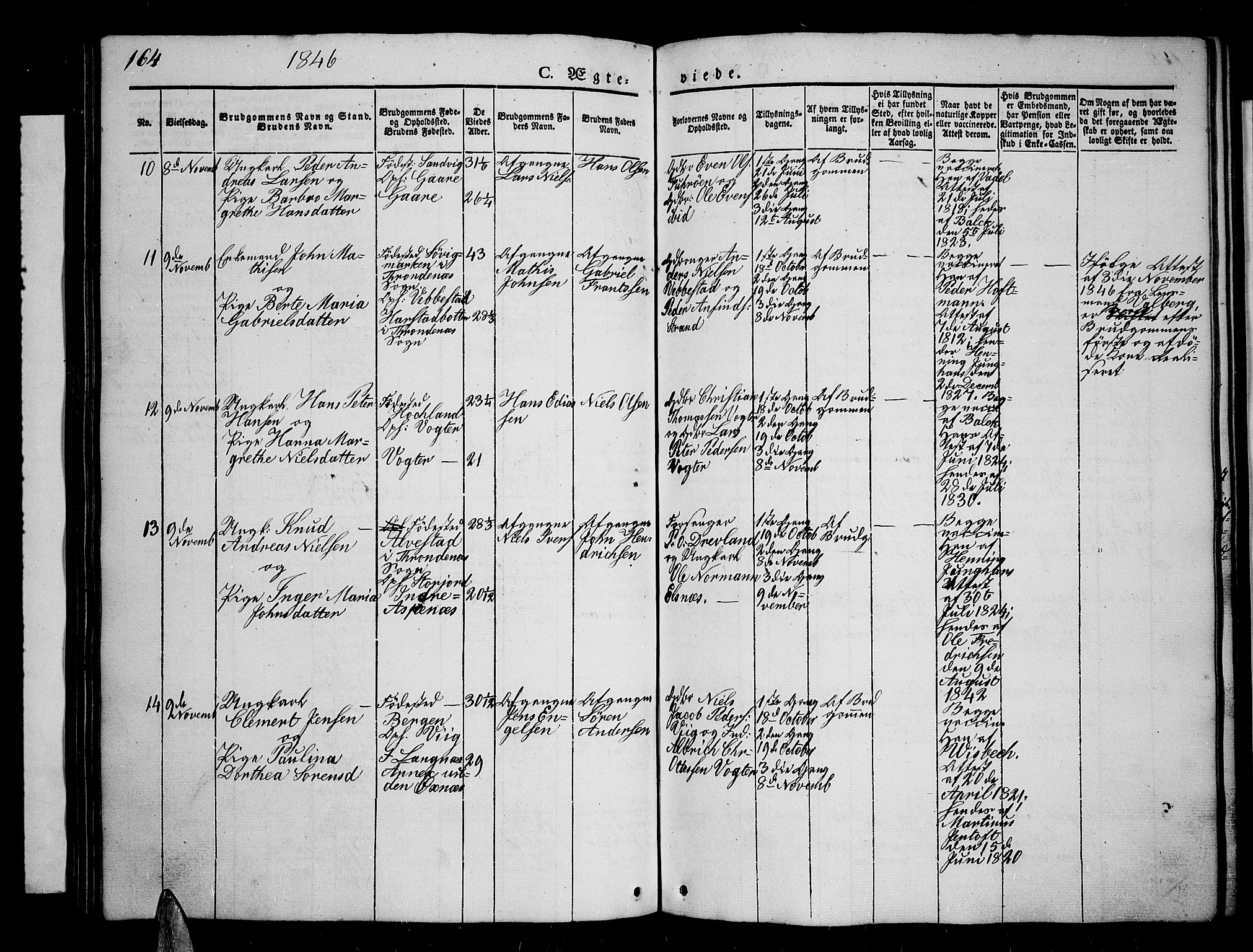 Kvæfjord sokneprestkontor, AV/SATØ-S-1323/G/Ga/Gab/L0002klokker: Parish register (copy) no. 2, 1841-1855, p. 164