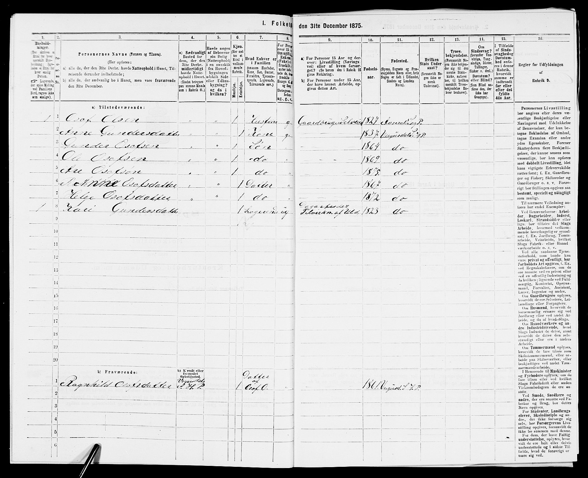 SAK, 1875 census for 0933P Herefoss, 1875, p. 319