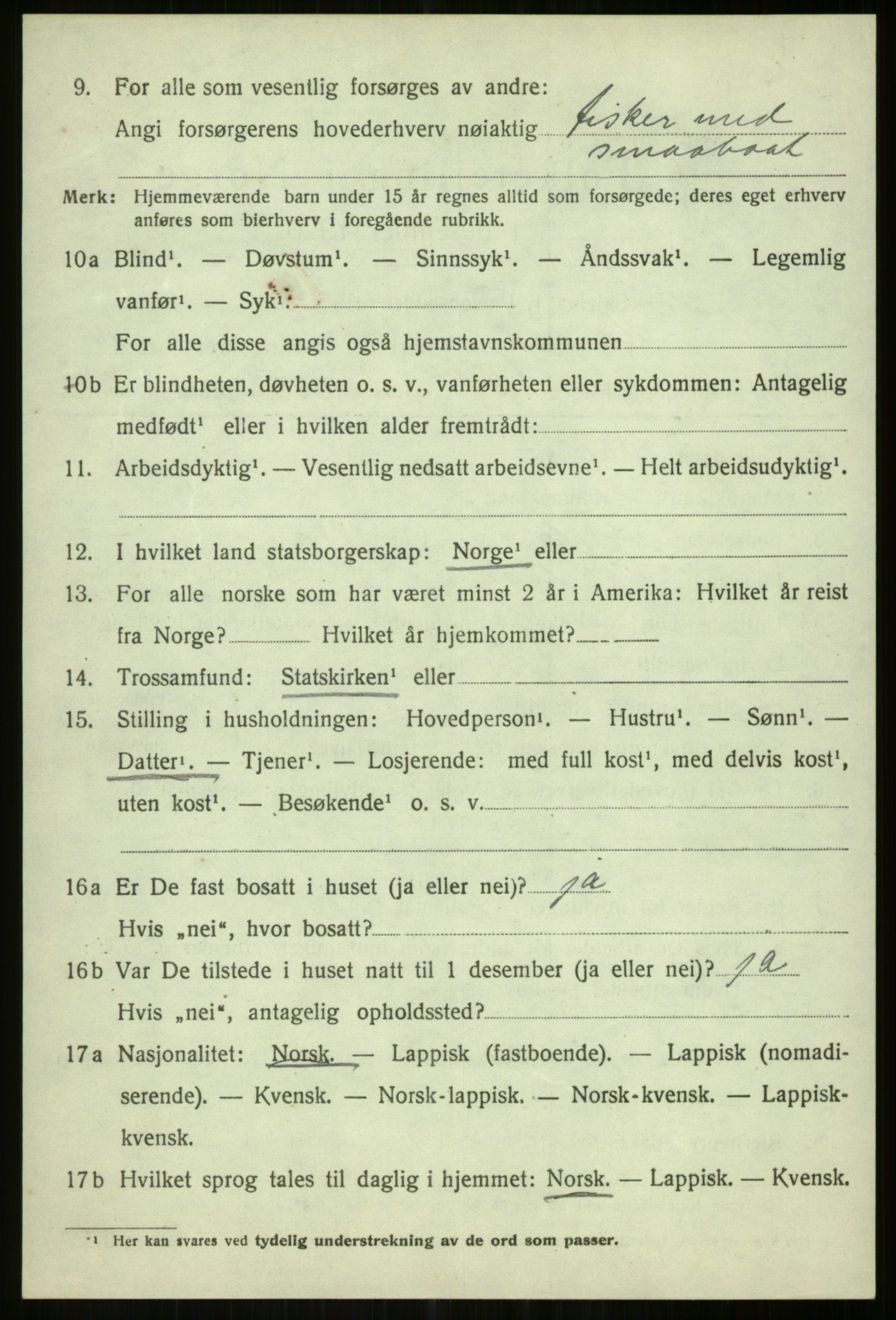 SATØ, 1920 census for Karlsøy, 1920, p. 5216
