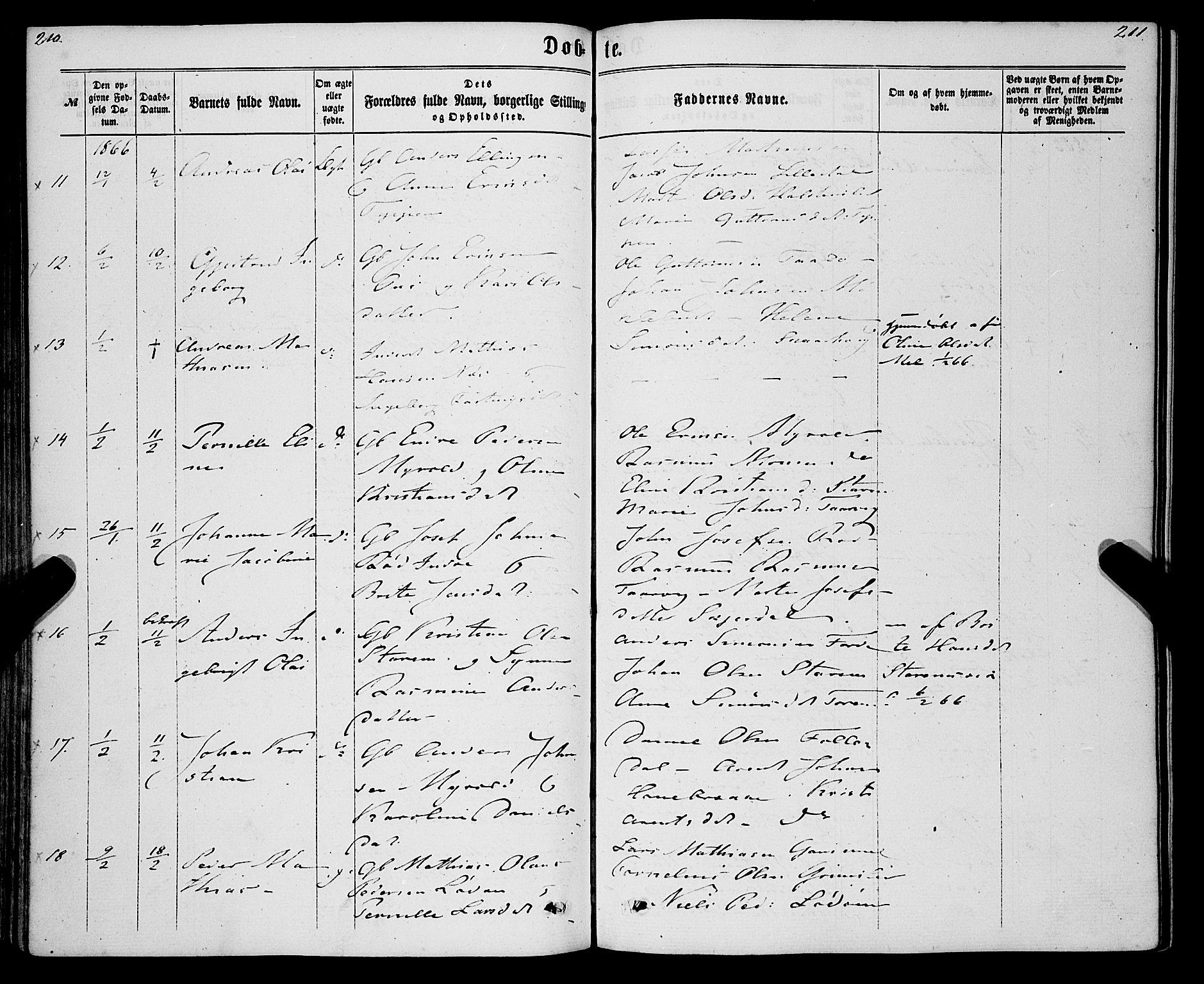 Eid sokneprestembete, AV/SAB-A-82301/H/Haa/Haaa/L0009: Parish register (official) no. A 9, 1861-1868, p. 210-211