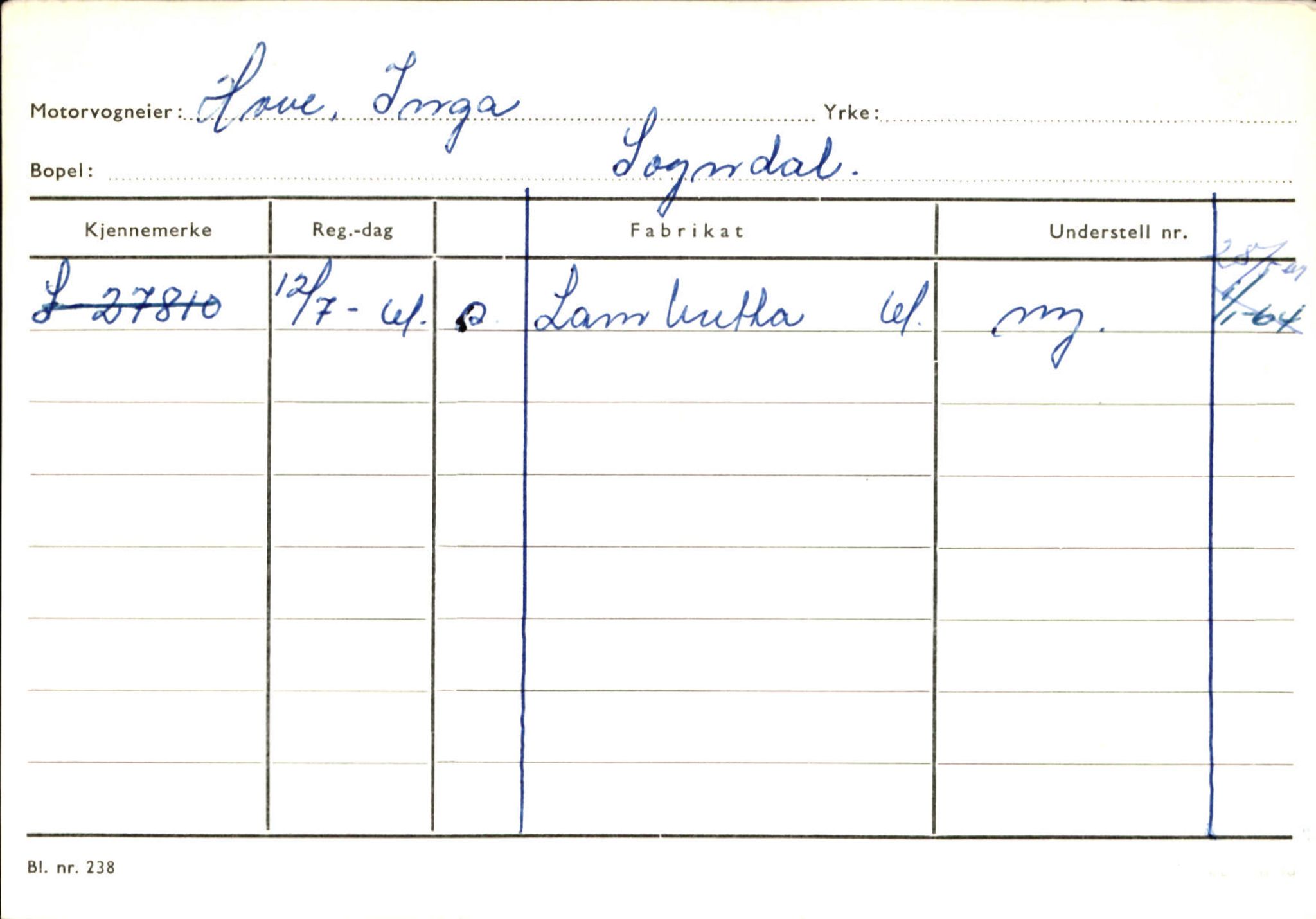 Statens vegvesen, Sogn og Fjordane vegkontor, AV/SAB-A-5301/4/F/L0124: Eigarregister Sogndal A-U, 1945-1975, p. 1057