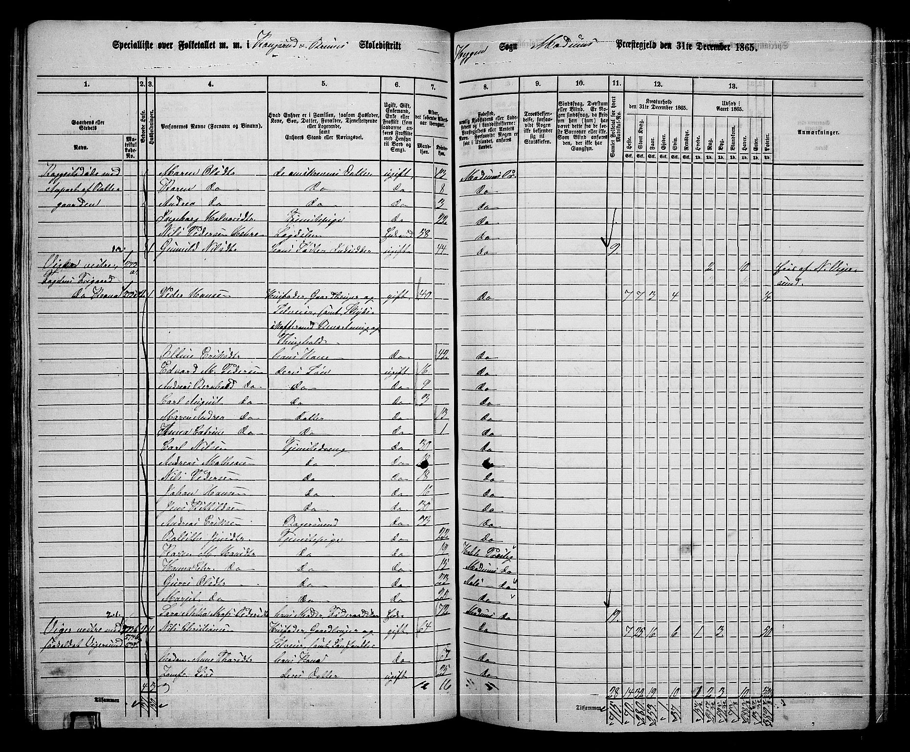 RA, 1865 census for Modum, 1865, p. 162