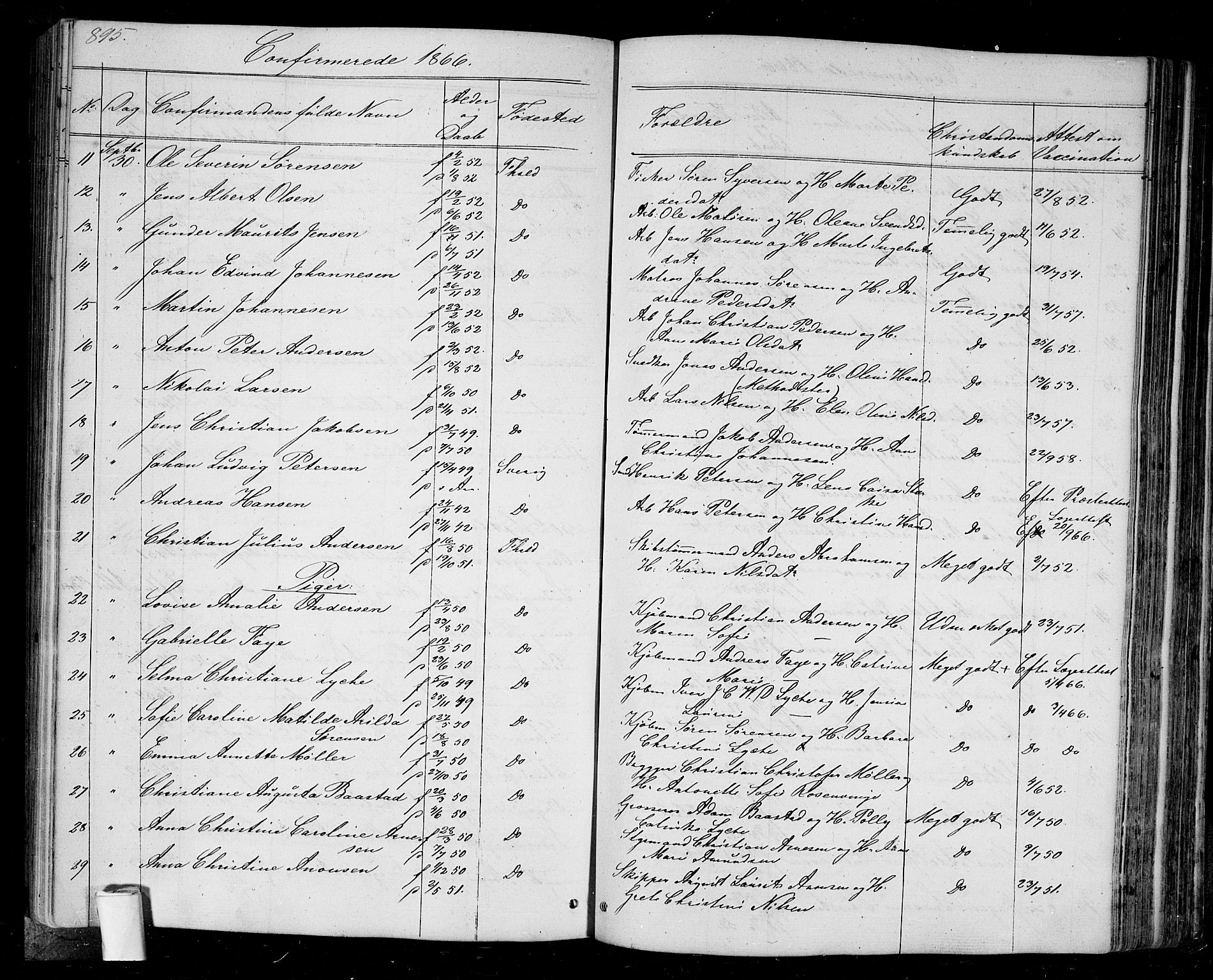 Halden prestekontor Kirkebøker, SAO/A-10909/G/Ga/L0005b: Parish register (copy) no. 5B, 1864-1868, p. 895