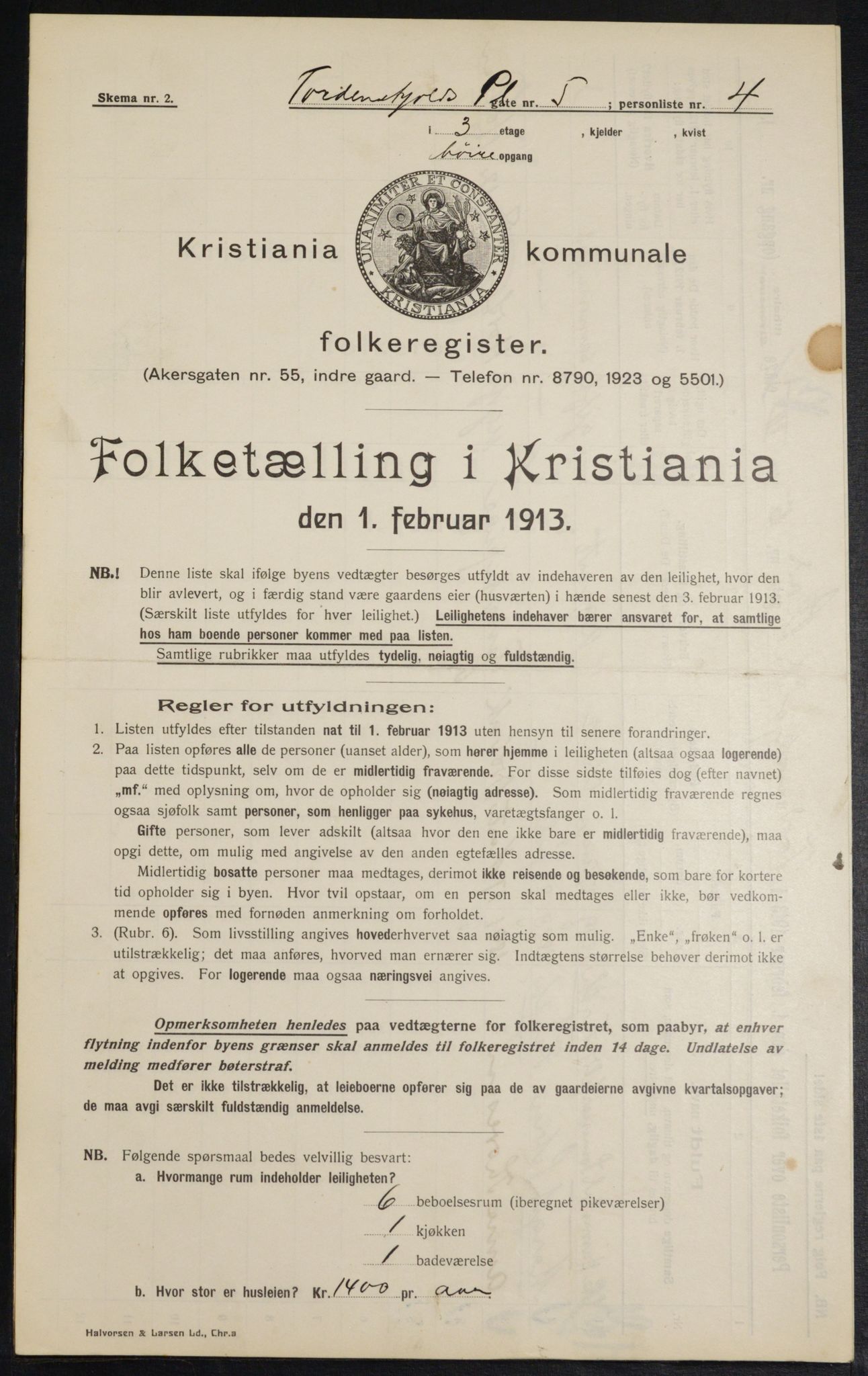 OBA, Municipal Census 1913 for Kristiania, 1913, p. 113893