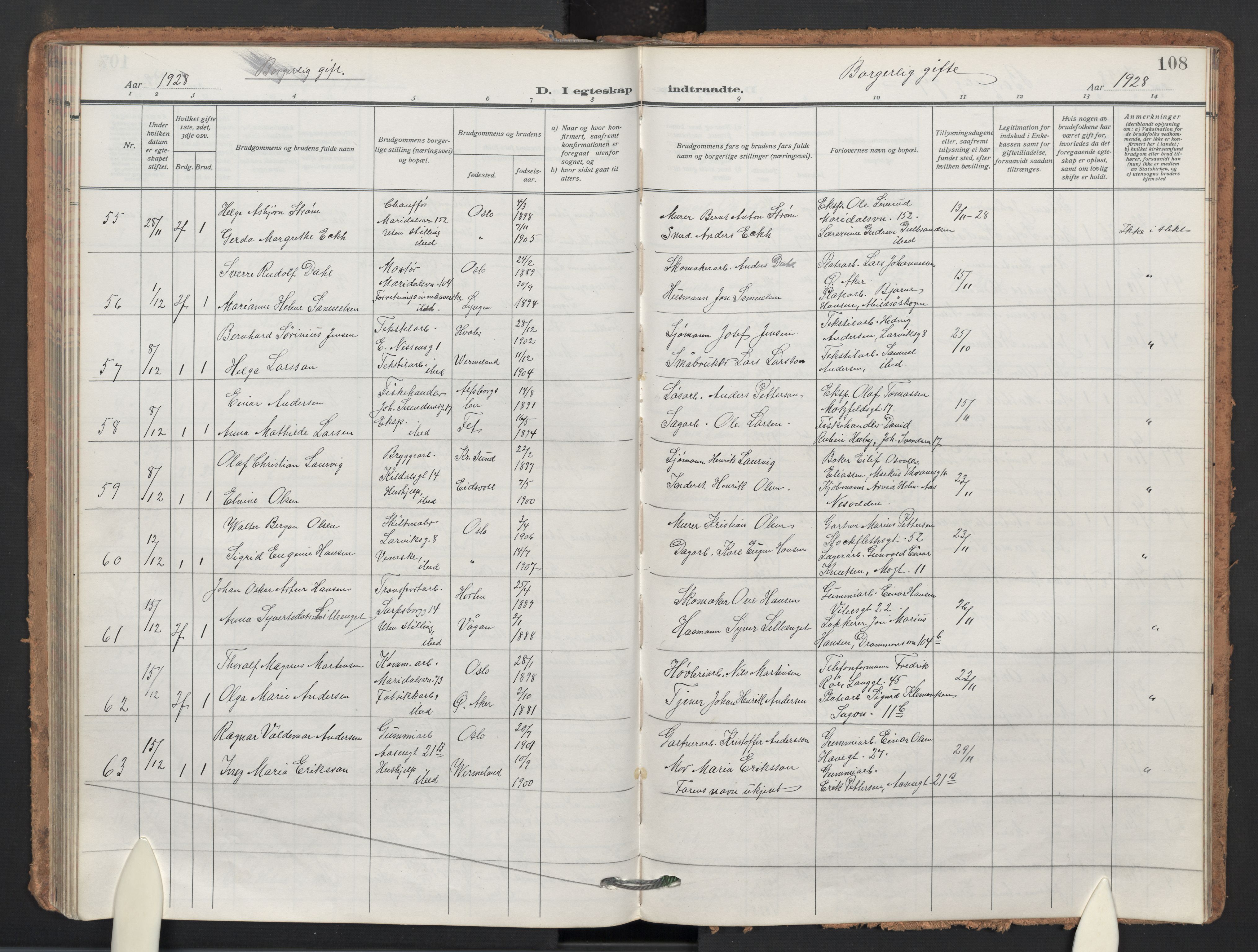Sagene prestekontor Kirkebøker, AV/SAO-A-10796/F/L0013: Parish register (official) no. 13, 1920-1929, p. 108