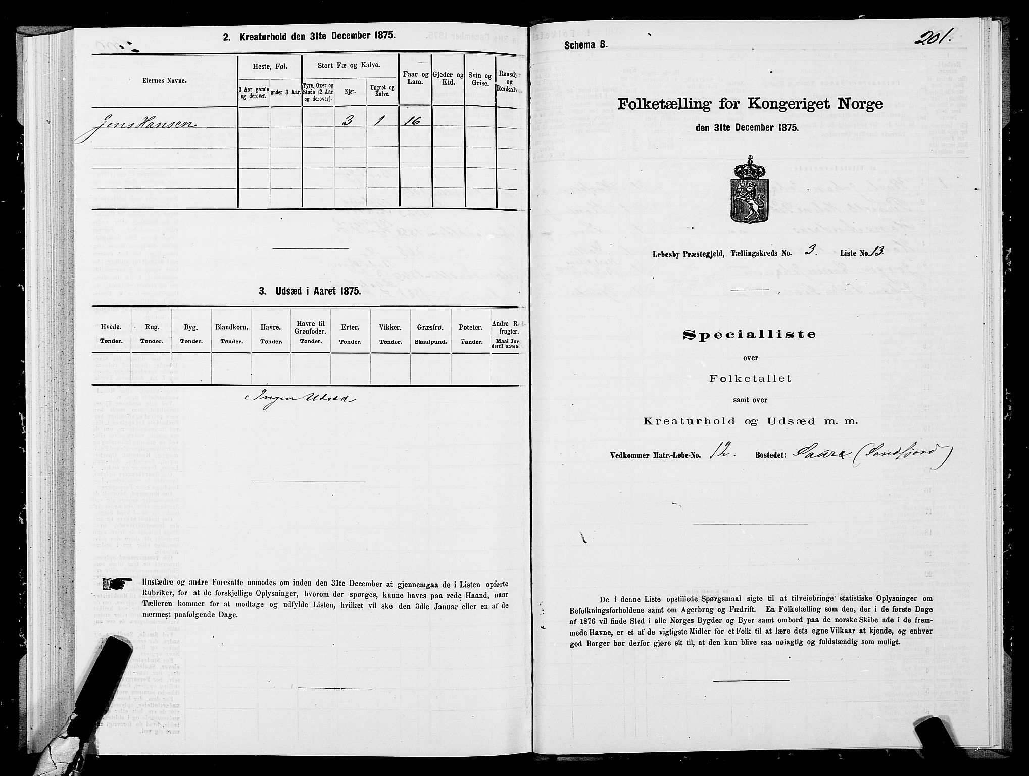 SATØ, 1875 census for 2022P Lebesby, 1875, p. 1201