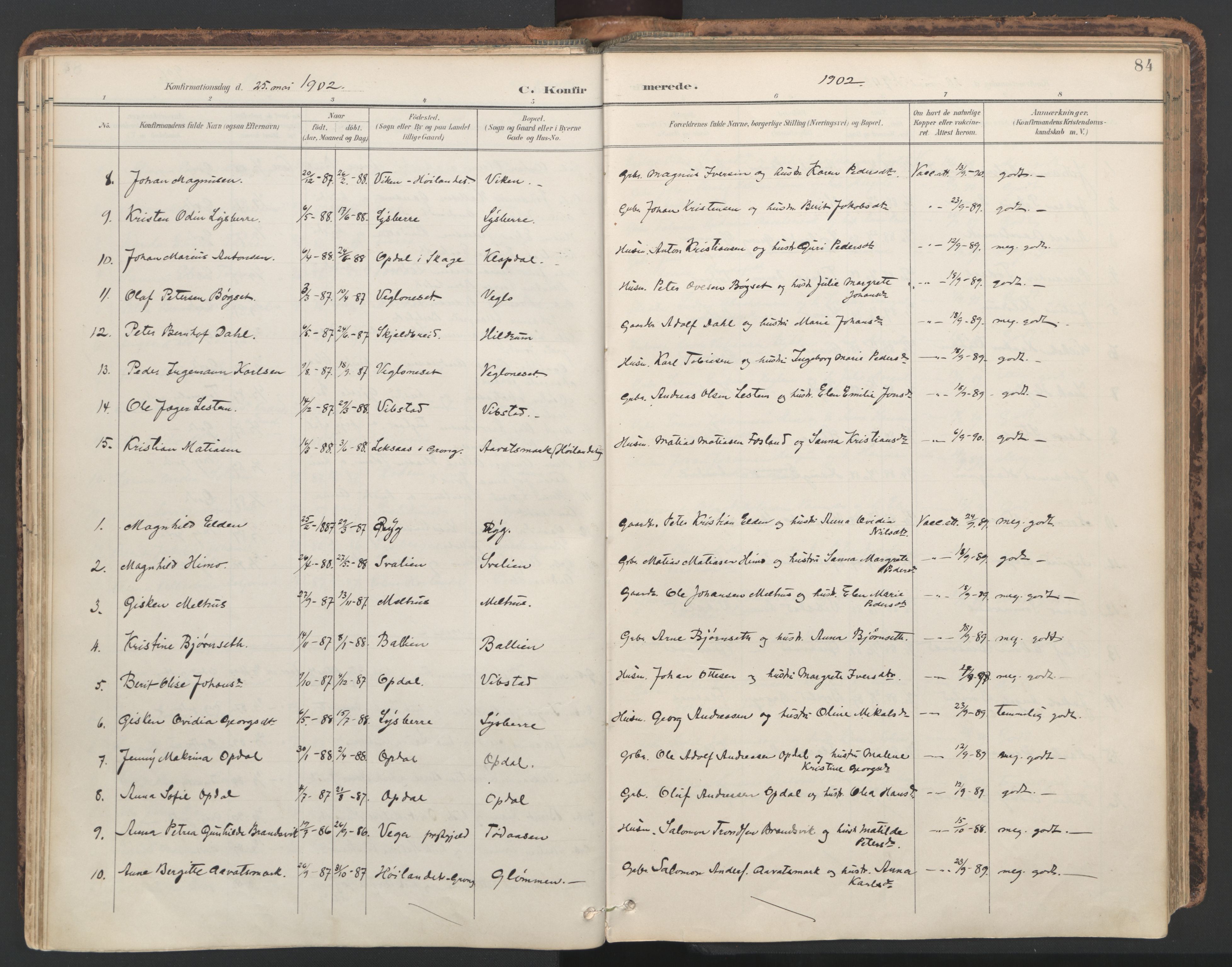 Ministerialprotokoller, klokkerbøker og fødselsregistre - Nord-Trøndelag, SAT/A-1458/764/L0556: Parish register (official) no. 764A11, 1897-1924, p. 84