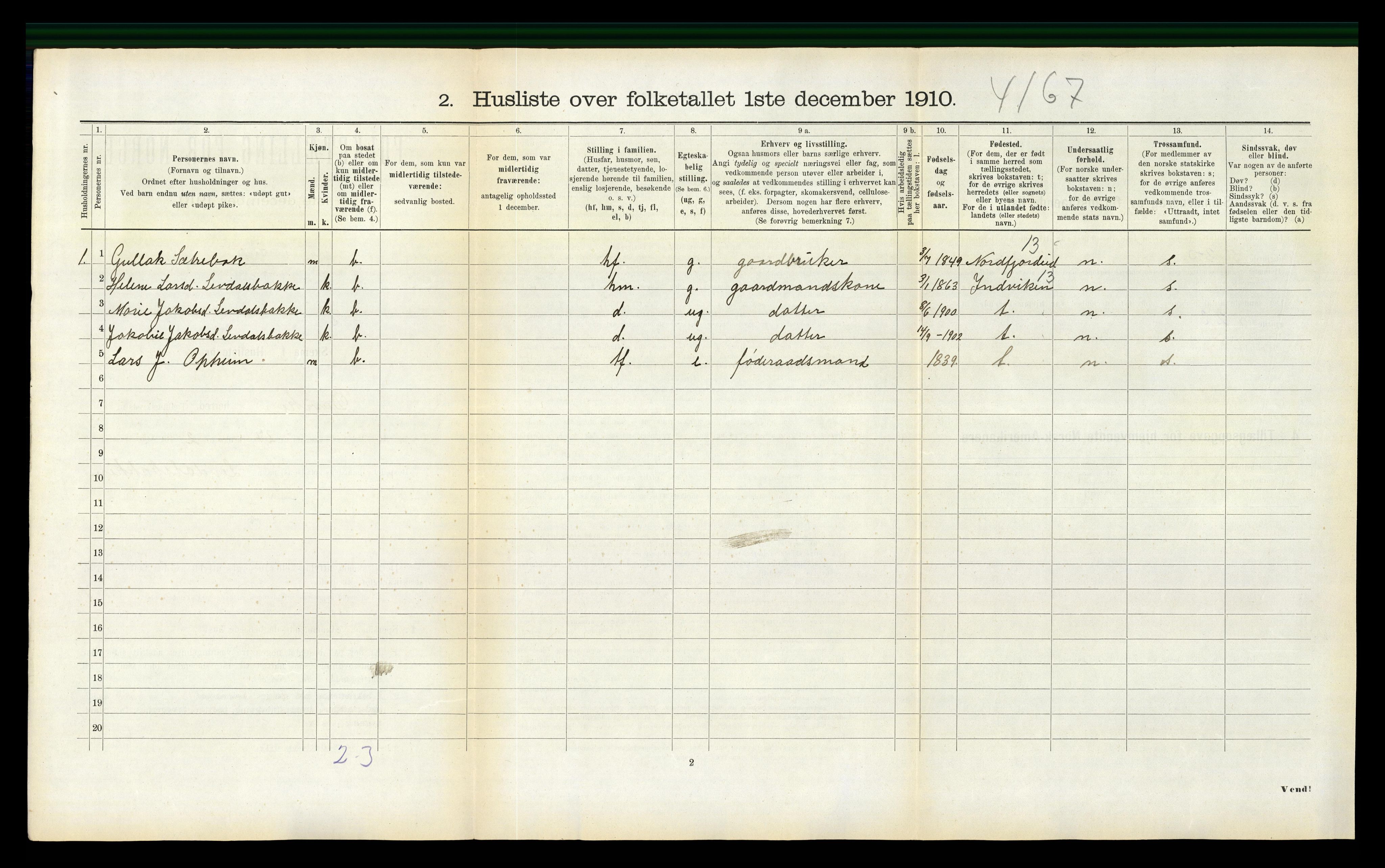 RA, 1910 census for Davik, 1910, p. 305