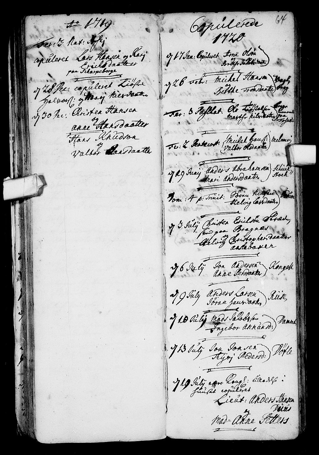 Stokke kirkebøker, AV/SAKO-A-320/F/Fa/L0001: Parish register (official) no. I 1, 1717-1733, p. 64