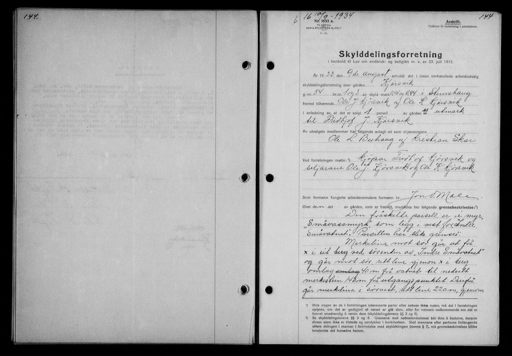 Nordmøre sorenskriveri, AV/SAT-A-4132/1/2/2Ca/L0082: Mortgage book no. 72, 1934-1934, Deed date: 10.09.1934