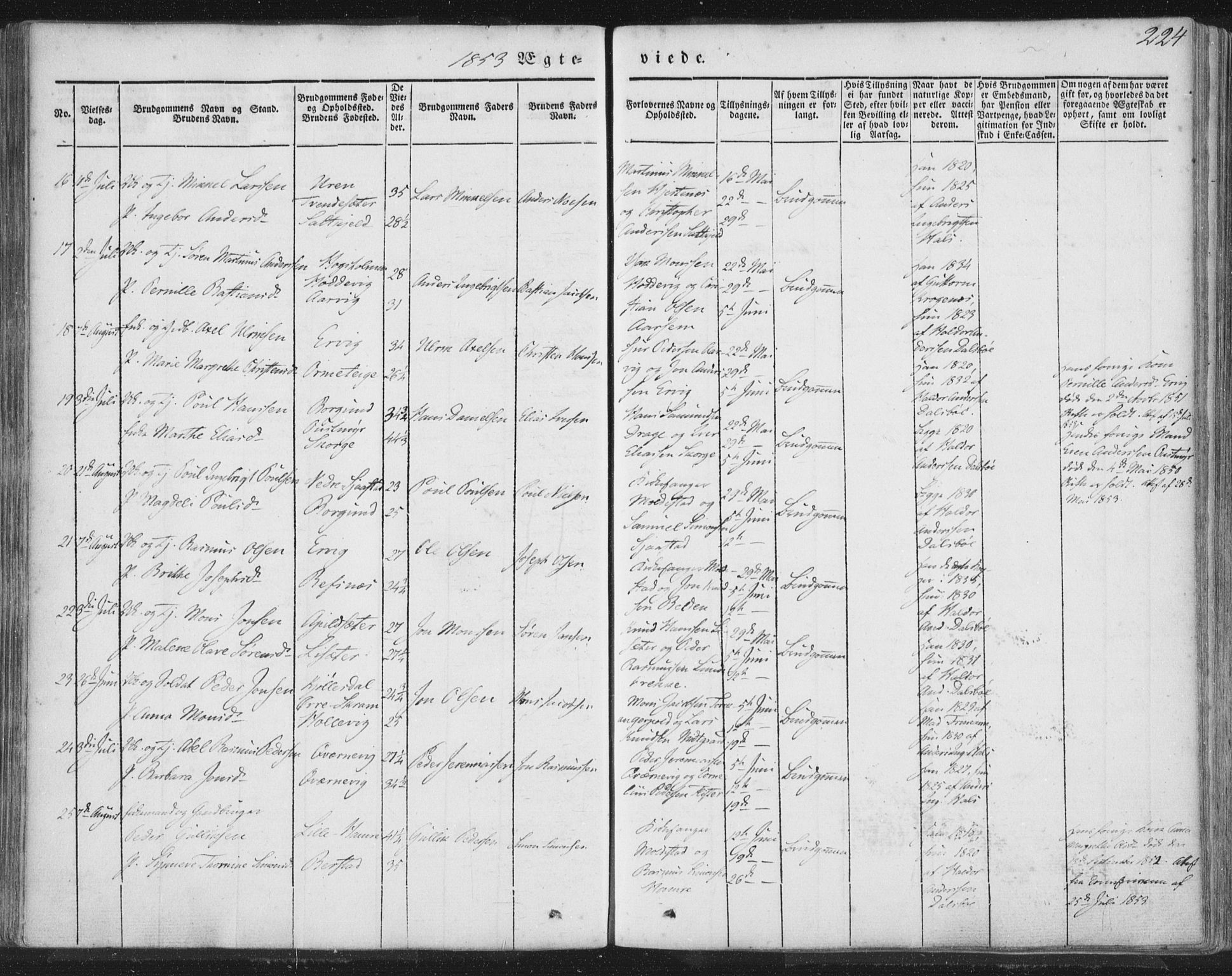 Selje sokneprestembete, AV/SAB-A-99938/H/Ha/Haa/Haaa: Parish register (official) no. A 10, 1844-1858, p. 224