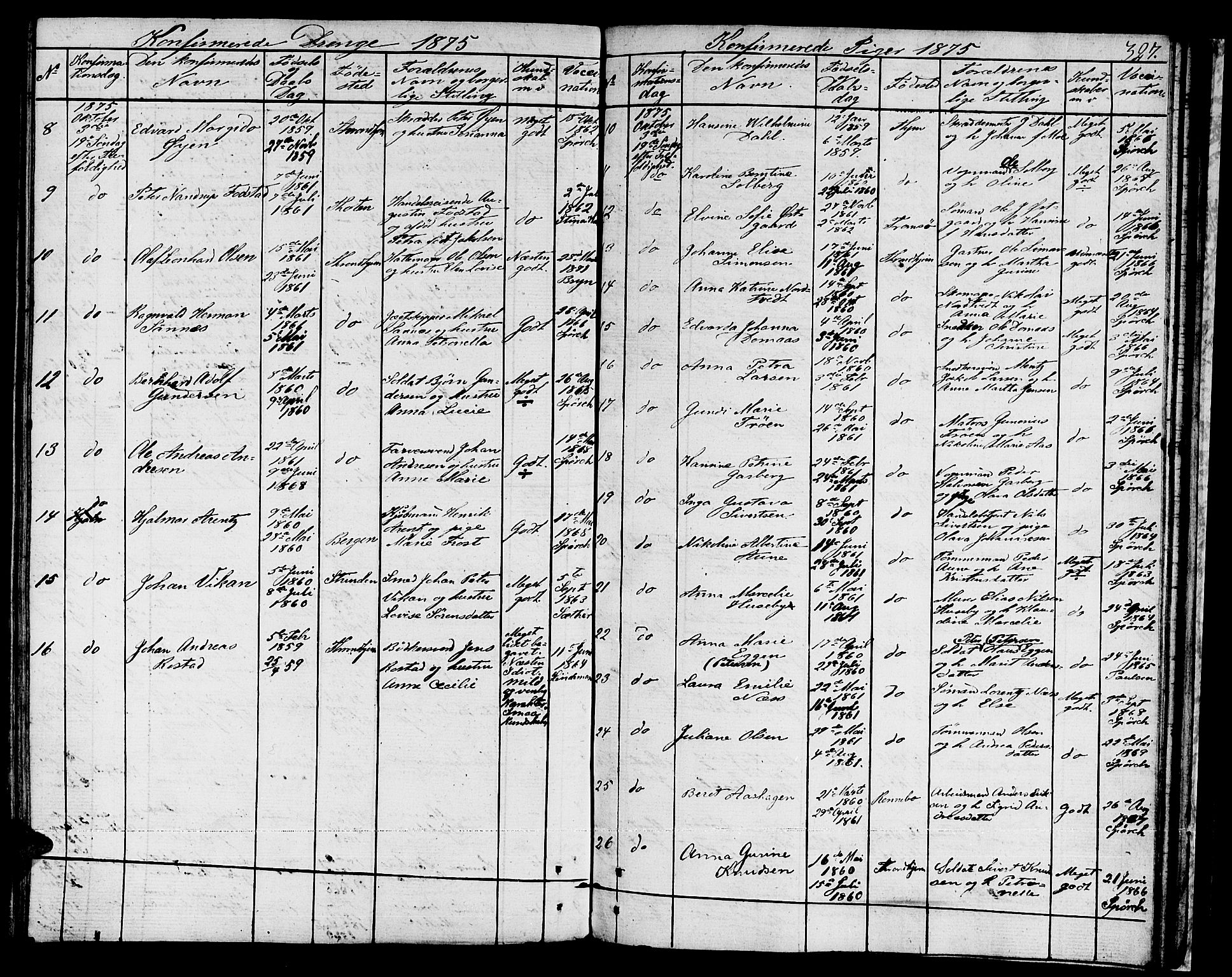 Ministerialprotokoller, klokkerbøker og fødselsregistre - Sør-Trøndelag, SAT/A-1456/601/L0070: Curate's parish register no. 601B03, 1821-1881, p. 327