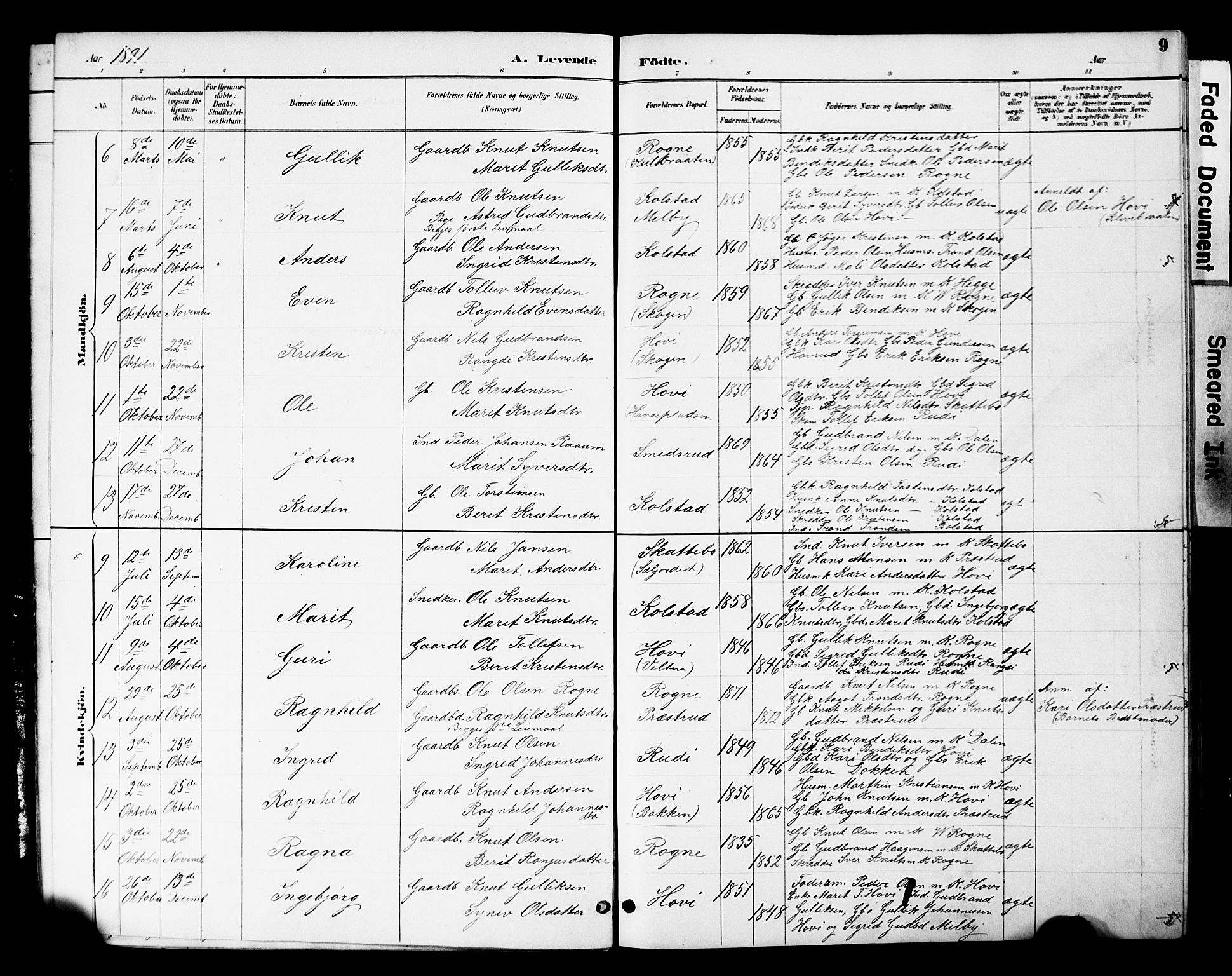 Øystre Slidre prestekontor, AV/SAH-PREST-138/H/Ha/Hab/L0005: Parish register (copy) no. 5, 1887-1910, p. 9