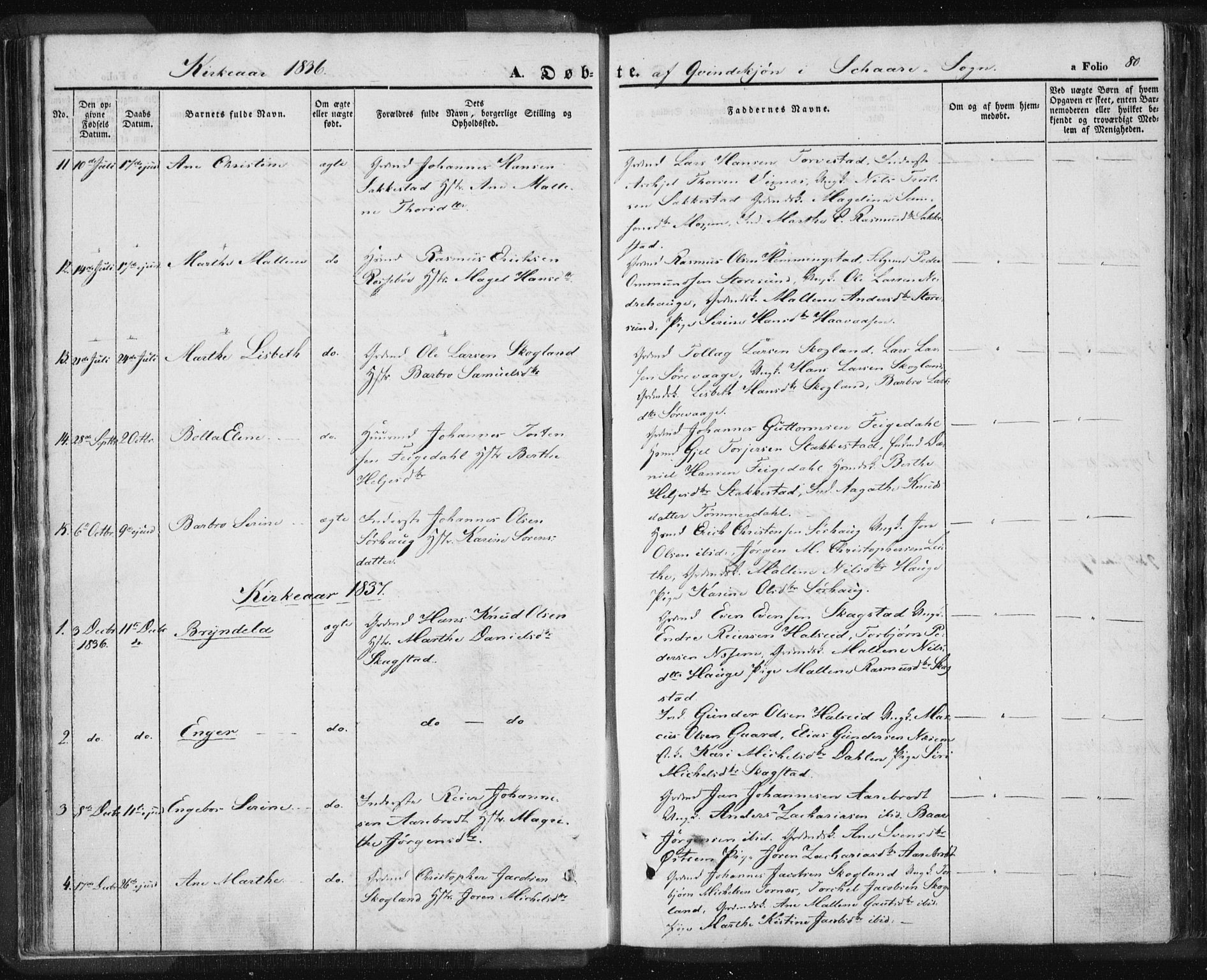 Torvastad sokneprestkontor, SAST/A -101857/H/Ha/Haa/L0006: Parish register (official) no. A 6, 1836-1847, p. 80
