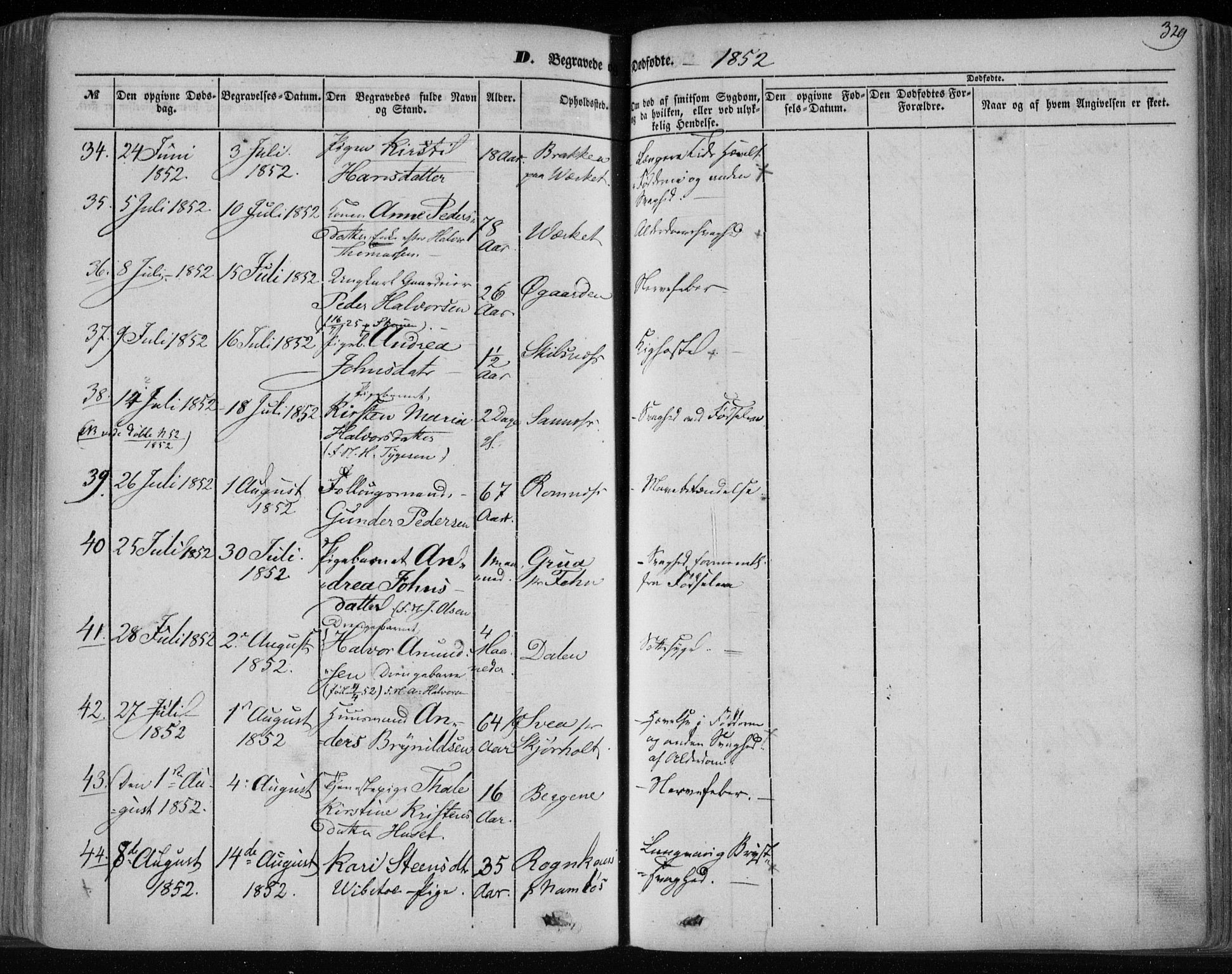 Holla kirkebøker, SAKO/A-272/F/Fa/L0005: Parish register (official) no. 5, 1849-1860, p. 329