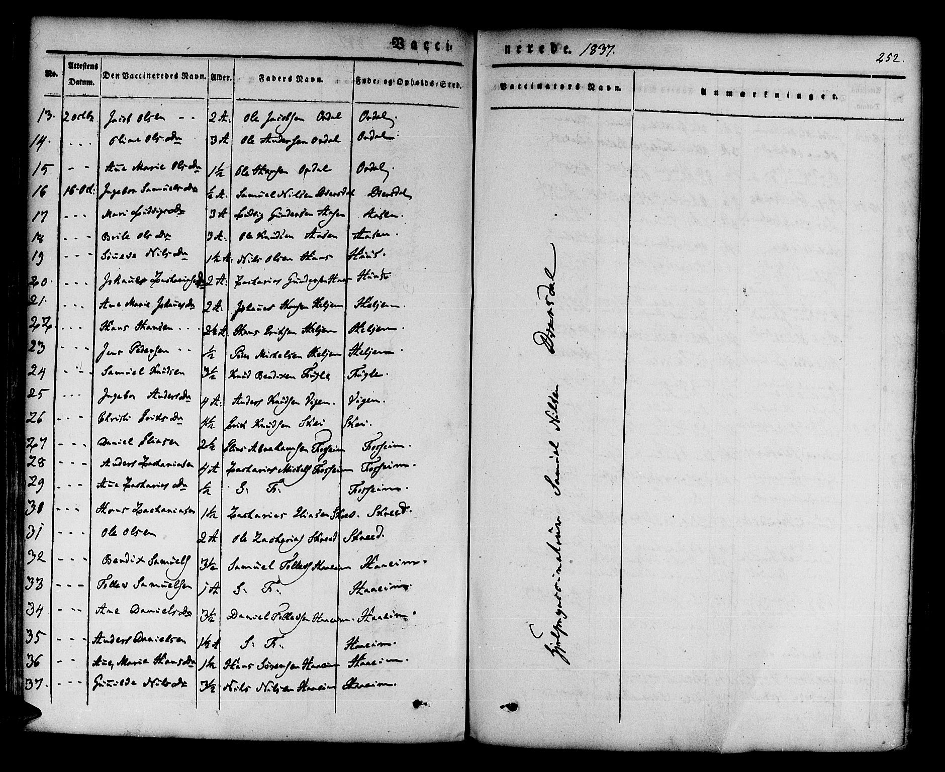 Jølster sokneprestembete, SAB/A-80701/H/Haa/Haaa/L0009: Parish register (official) no. A 9, 1833-1848, p. 252