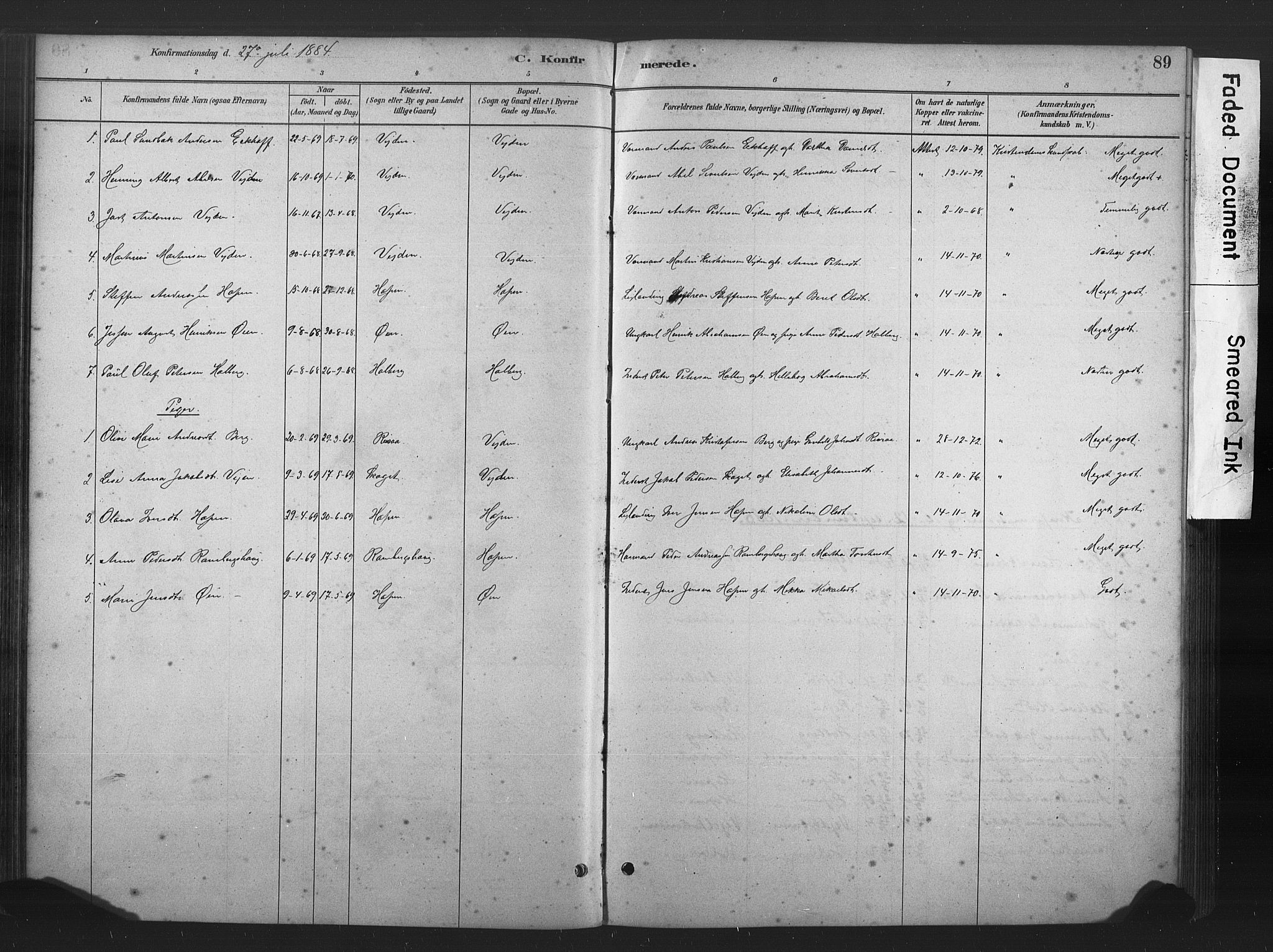 Ministerialprotokoller, klokkerbøker og fødselsregistre - Møre og Romsdal, SAT/A-1454/583/L0954: Parish register (official) no. 583A01, 1880-1906, p. 89