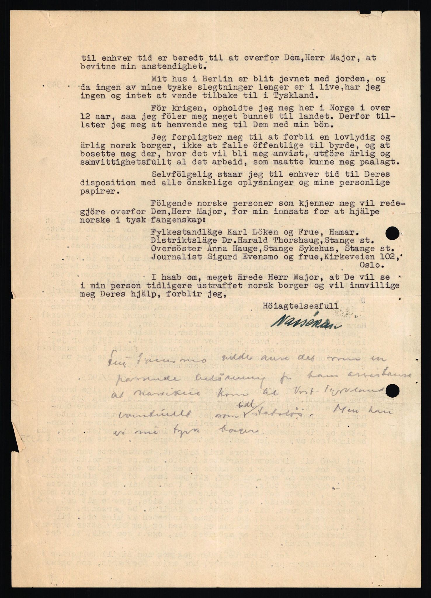 Forsvaret, Forsvarets overkommando II, AV/RA-RAFA-3915/D/Db/L0023: CI Questionaires. Tyske okkupasjonsstyrker i Norge. Tyskere., 1945-1946, p. 462