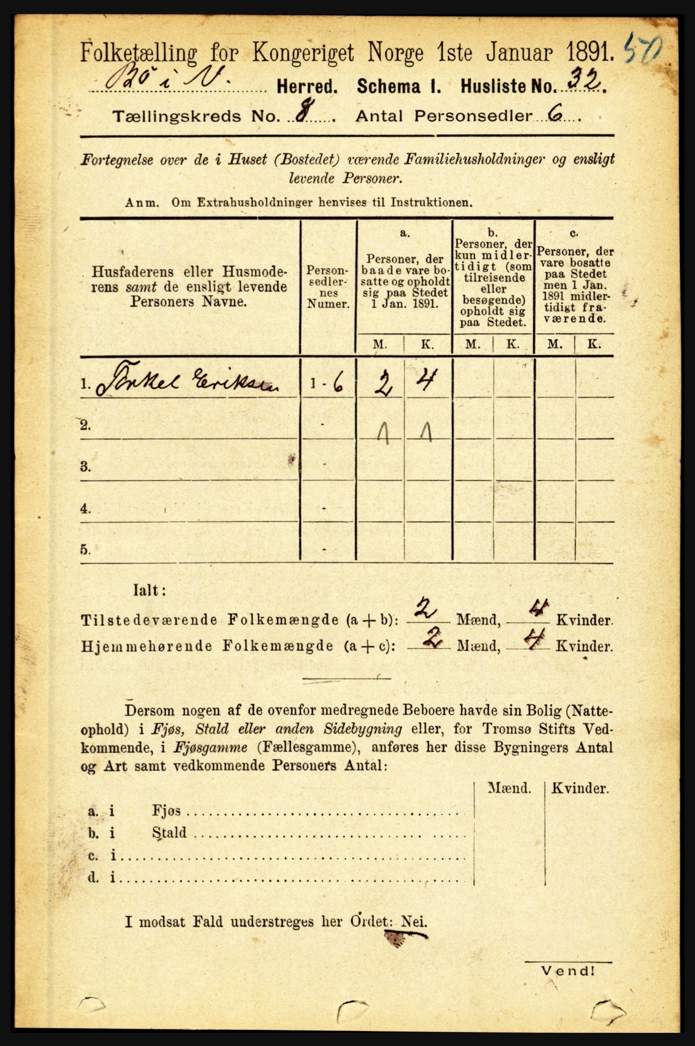 RA, 1891 census for 1867 Bø, 1891, p. 2978