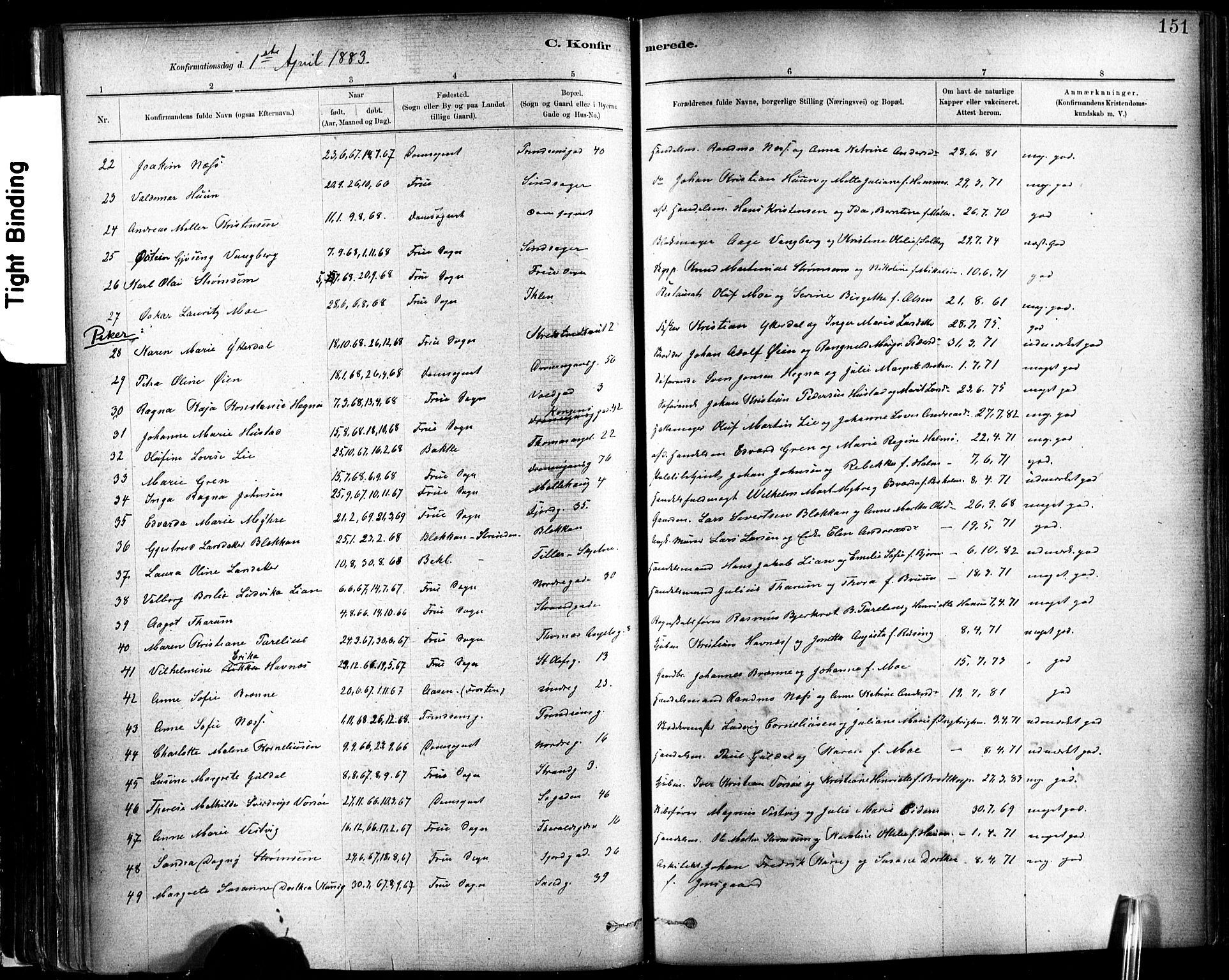 Ministerialprotokoller, klokkerbøker og fødselsregistre - Sør-Trøndelag, SAT/A-1456/602/L0119: Parish register (official) no. 602A17, 1880-1901, p. 151