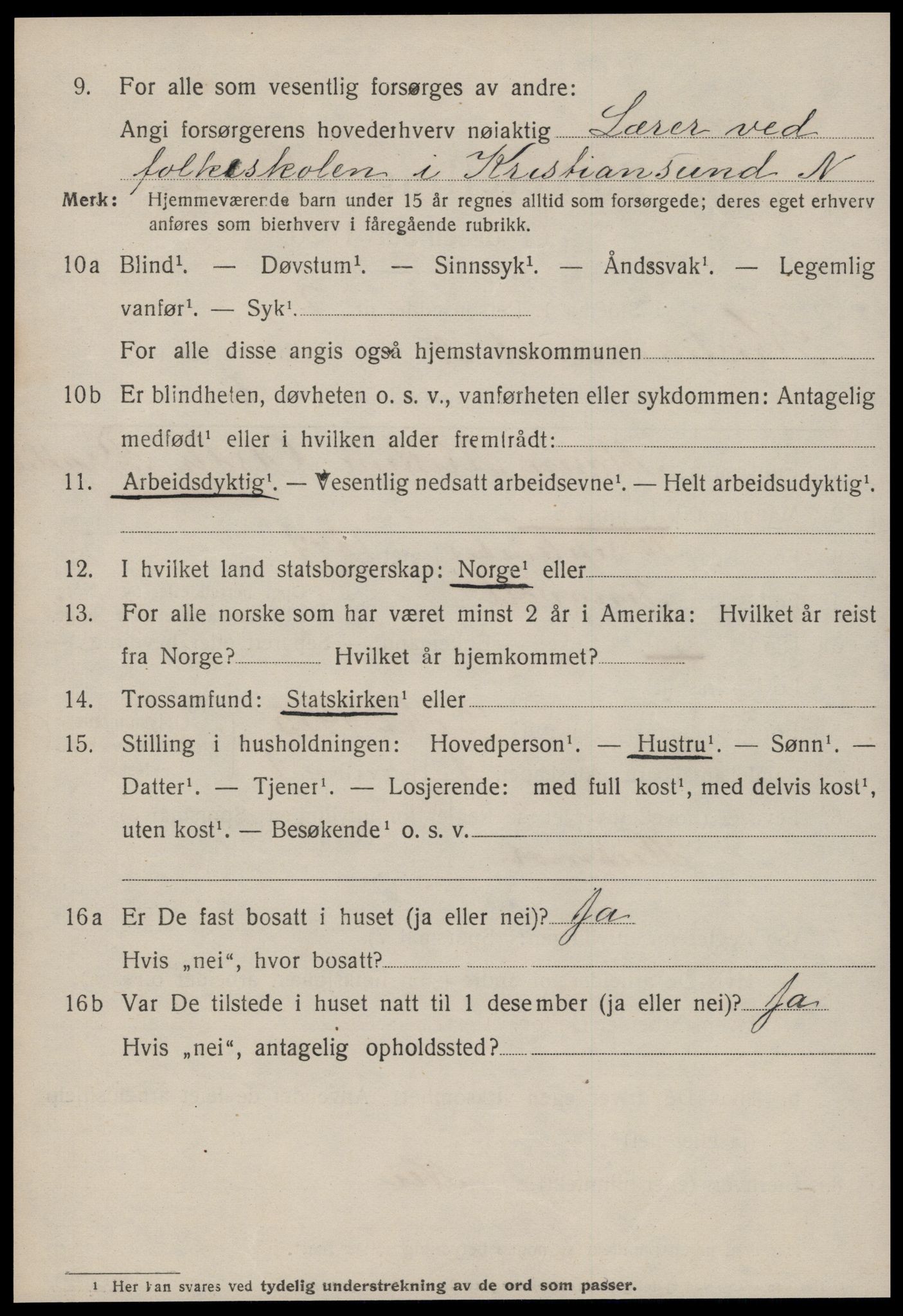 SAT, 1920 census for Kristiansund, 1920, p. 28132