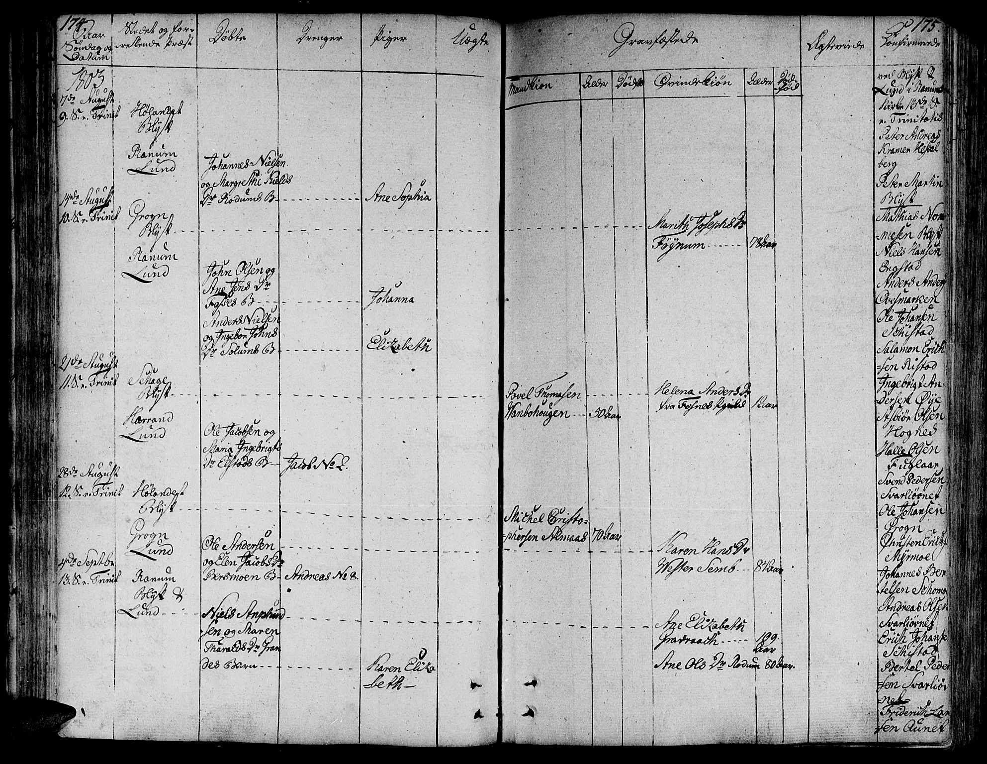 Ministerialprotokoller, klokkerbøker og fødselsregistre - Nord-Trøndelag, AV/SAT-A-1458/764/L0545: Parish register (official) no. 764A05, 1799-1816, p. 174-175