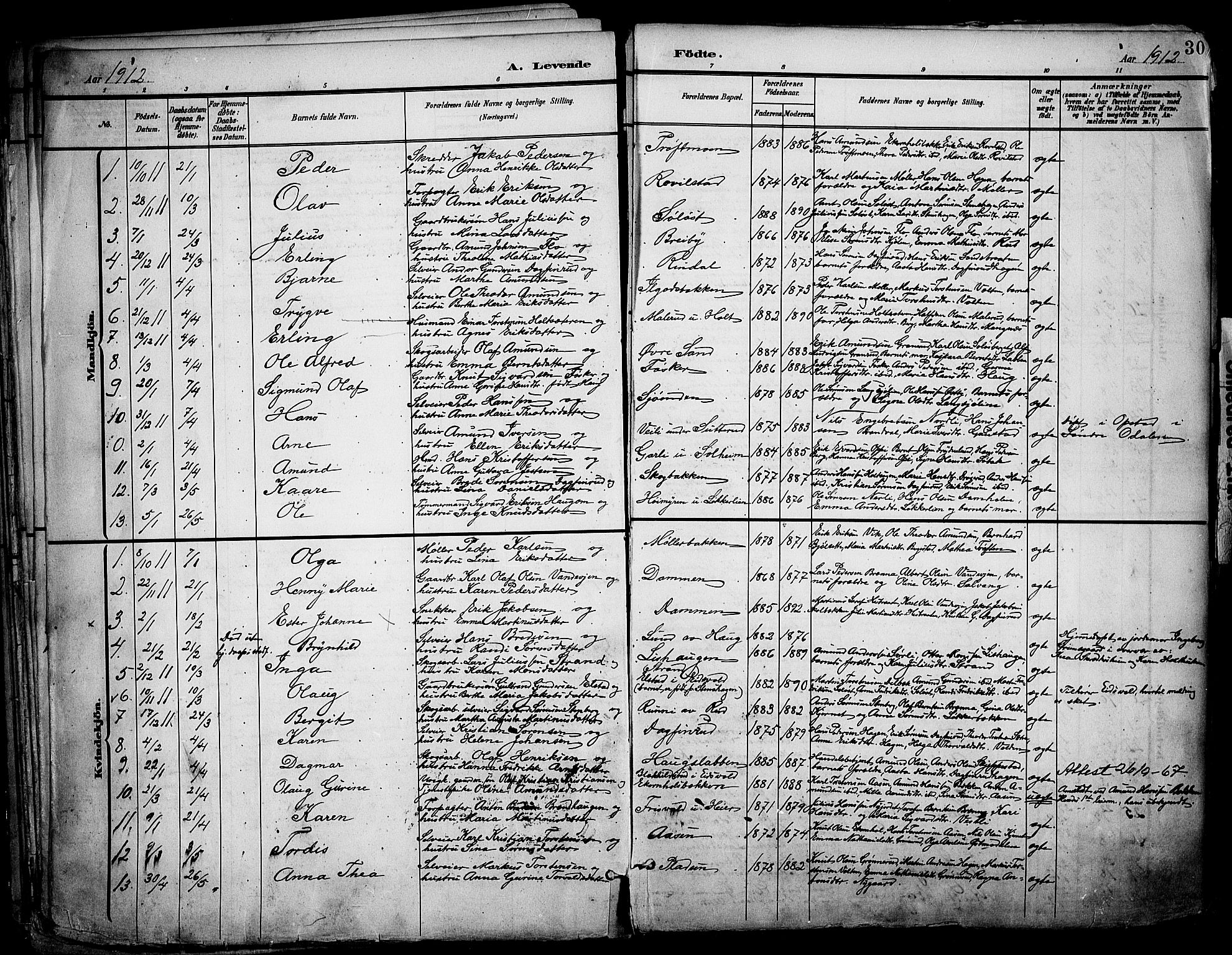 Nord-Odal prestekontor, AV/SAH-PREST-032/H/Ha/Haa/L0007: Parish register (official) no. 7, 1902-1926, p. 30