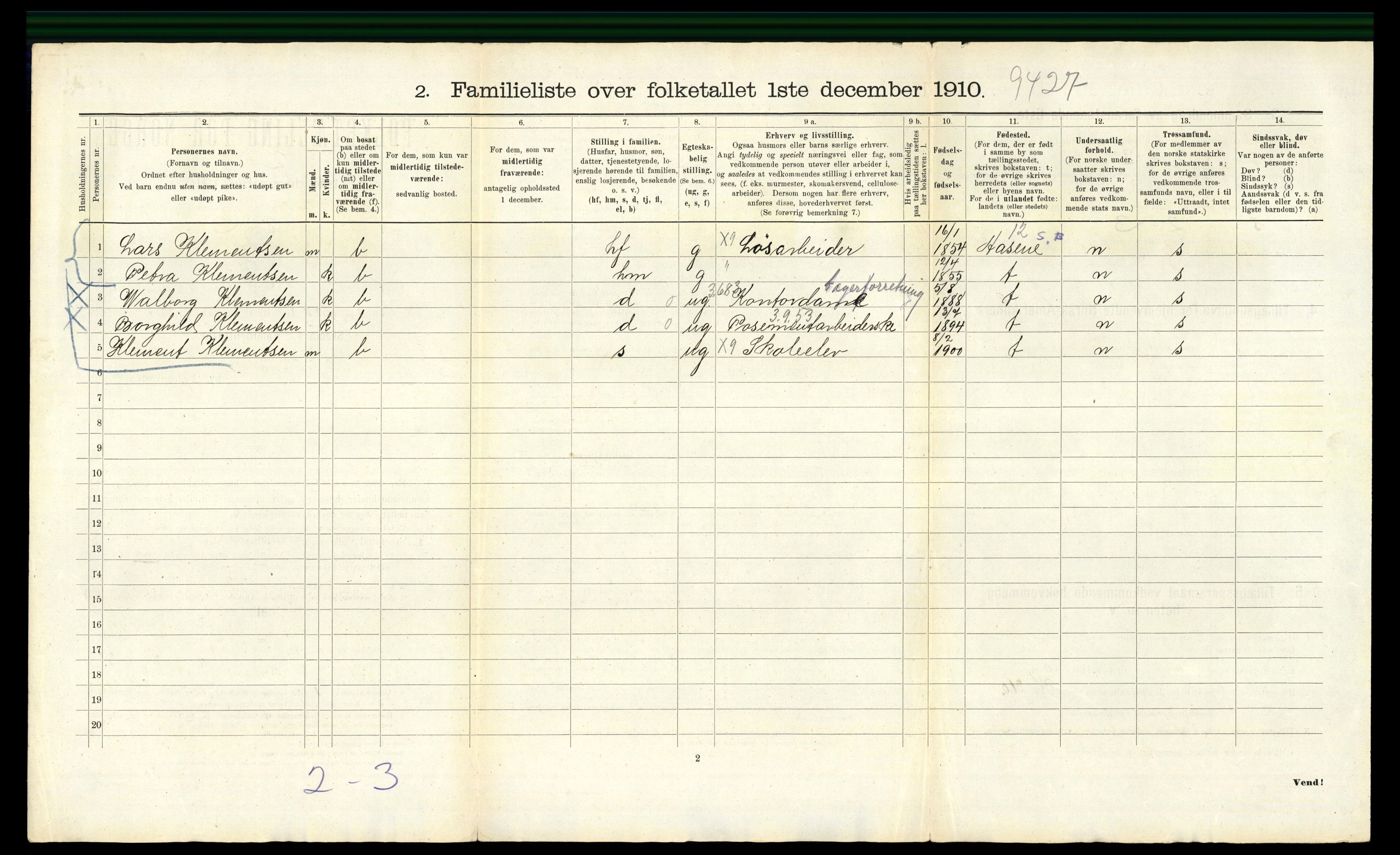 RA, 1910 census for Bergen, 1910, p. 13444