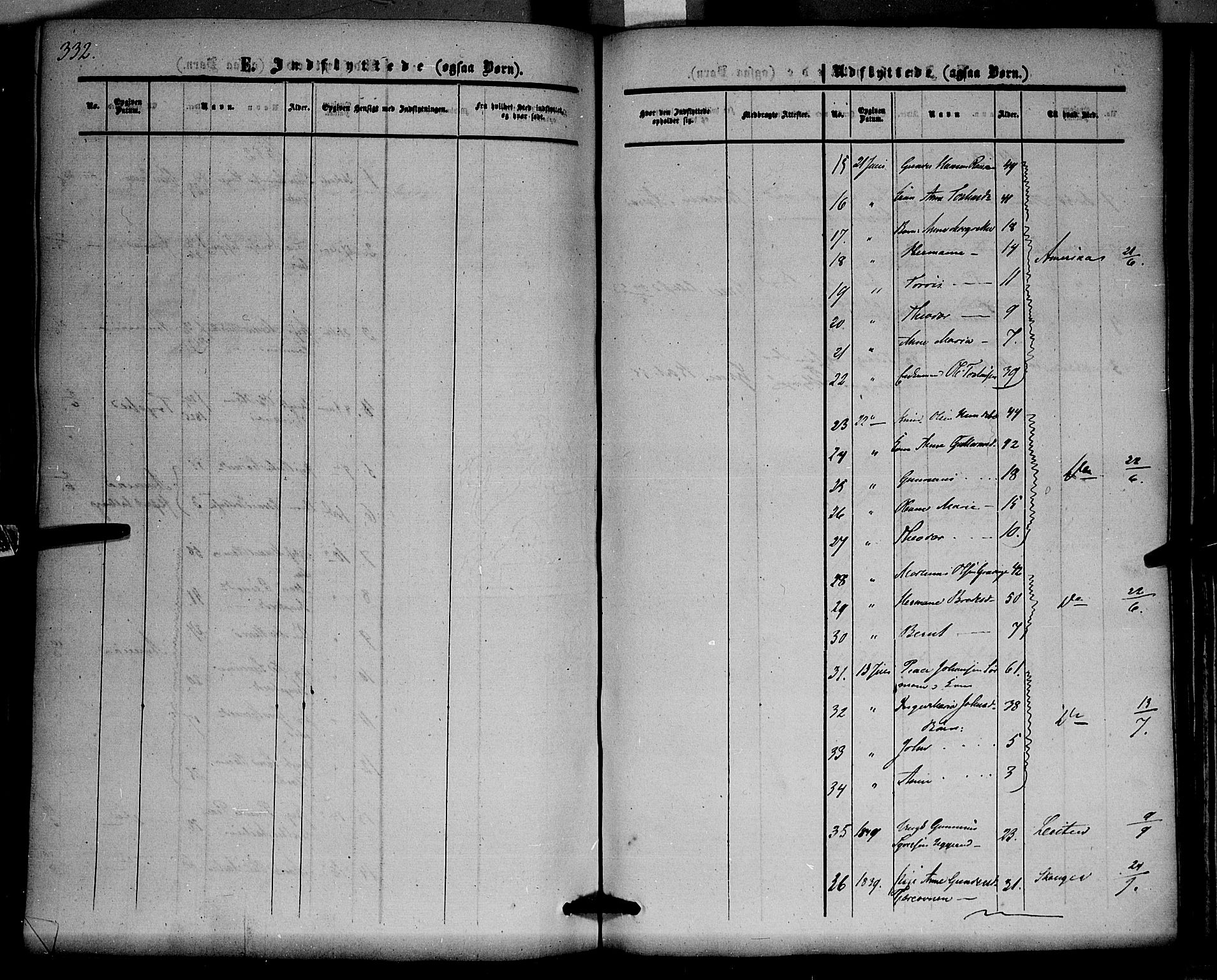 Hof prestekontor, SAH/PREST-038/H/Ha/Haa/L0008: Parish register (official) no. 8, 1849-1861, p. 332