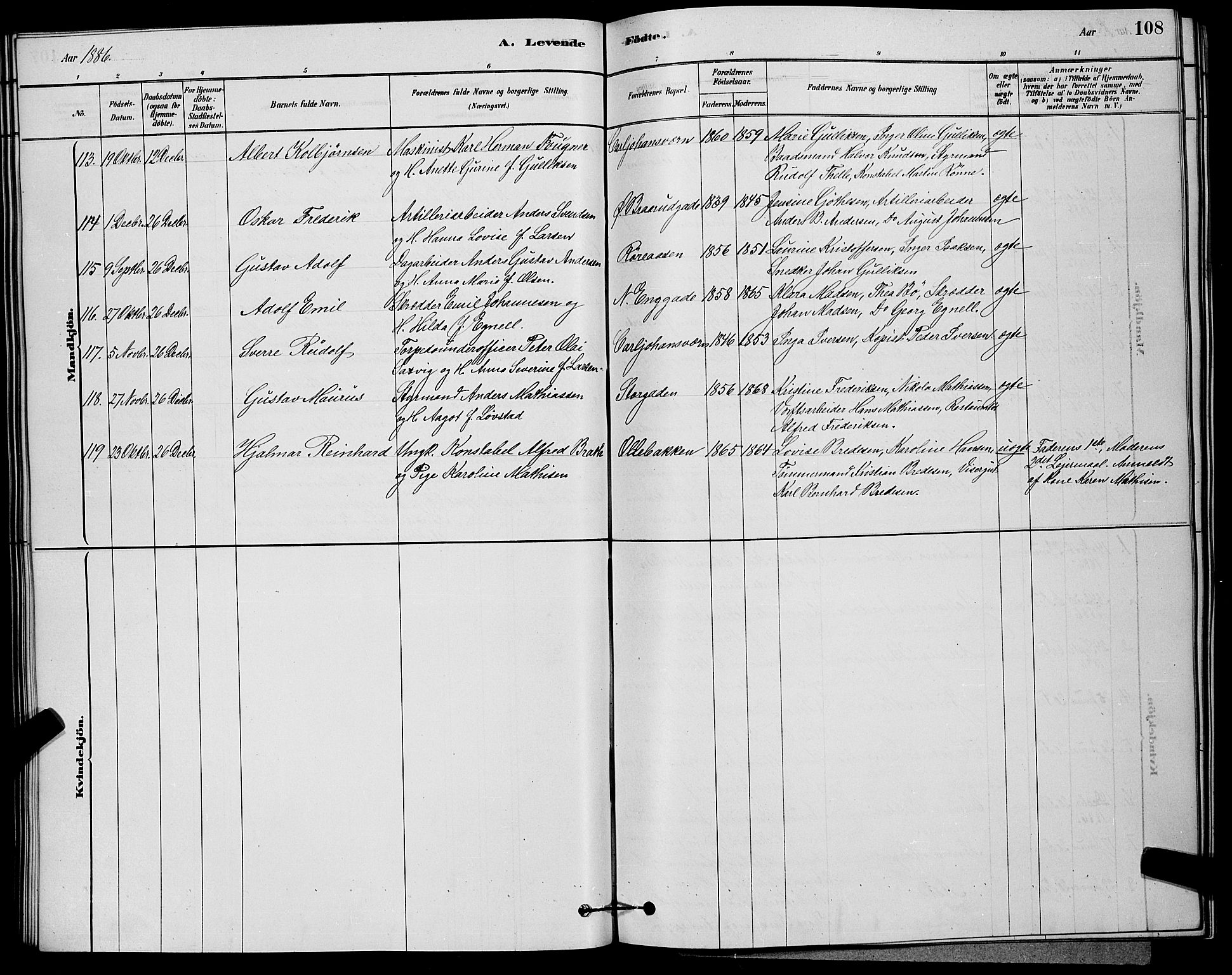 Horten kirkebøker, AV/SAKO-A-348/G/Ga/L0003: Parish register (copy) no. 4, 1878-1887, p. 108