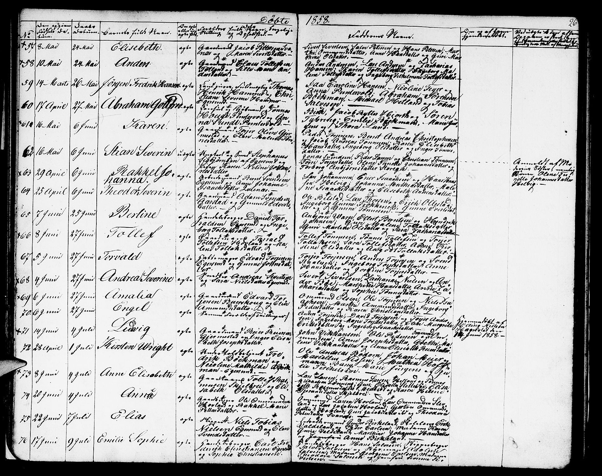 Eigersund sokneprestkontor, AV/SAST-A-101807/S09/L0004: Parish register (copy) no. B 4, 1855-1871, p. 26